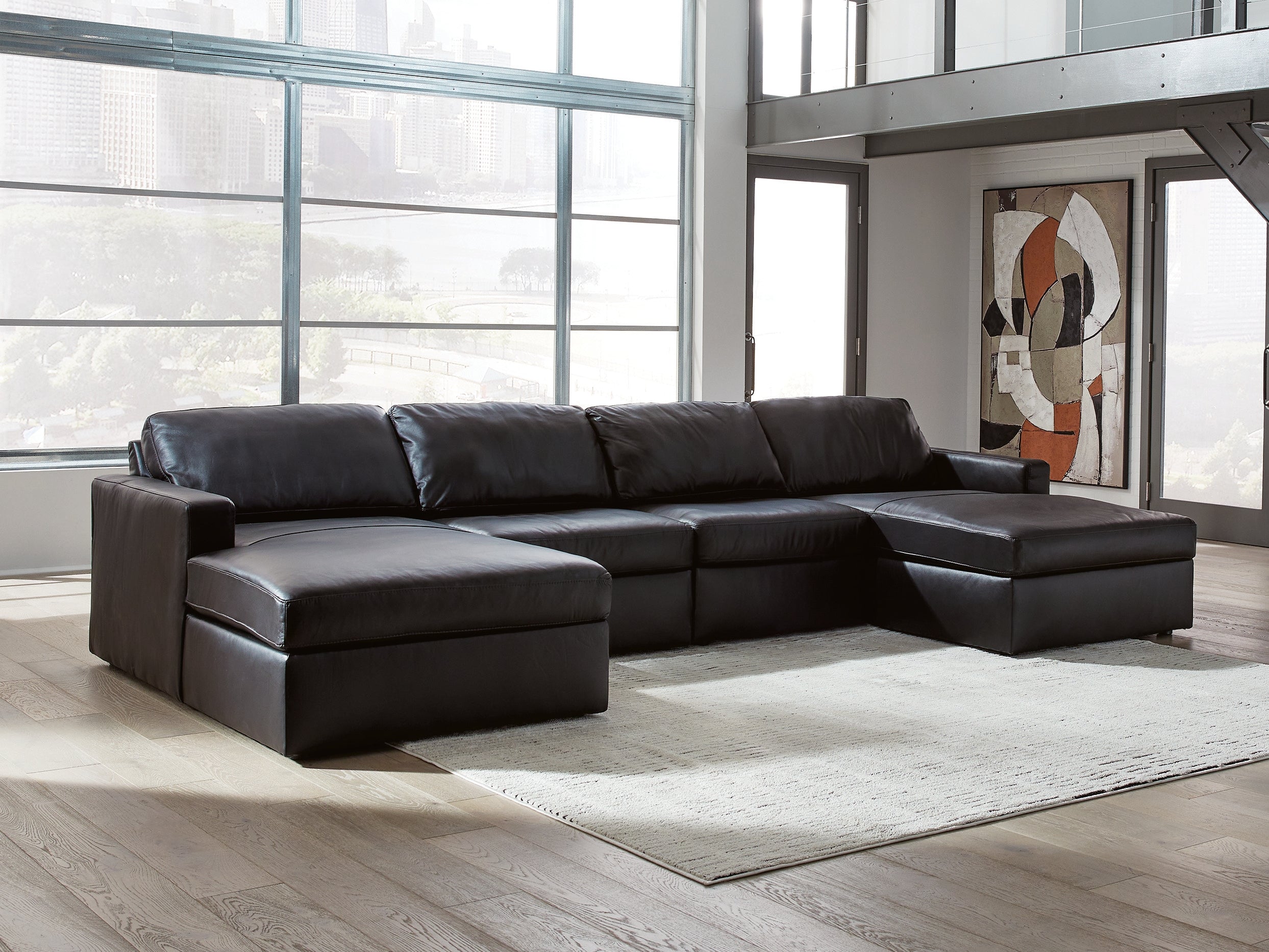 Orleans Furniture - Ashley Furniture - ModMax II Sectional - RAF 4-Piece Double Chaise Sectional / Black - 74305S19
