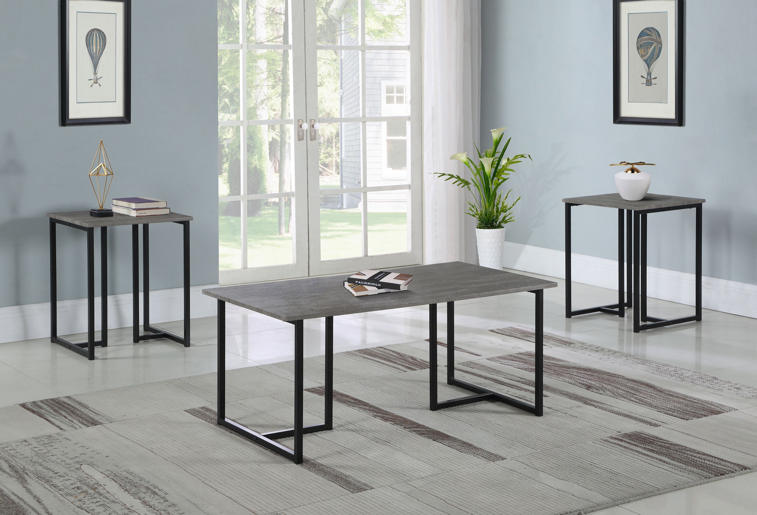 Orleans Furniture - Coaster - Nyla 3-piece Engineered Wood Coffee Table Set Weathered Grey - 753390
