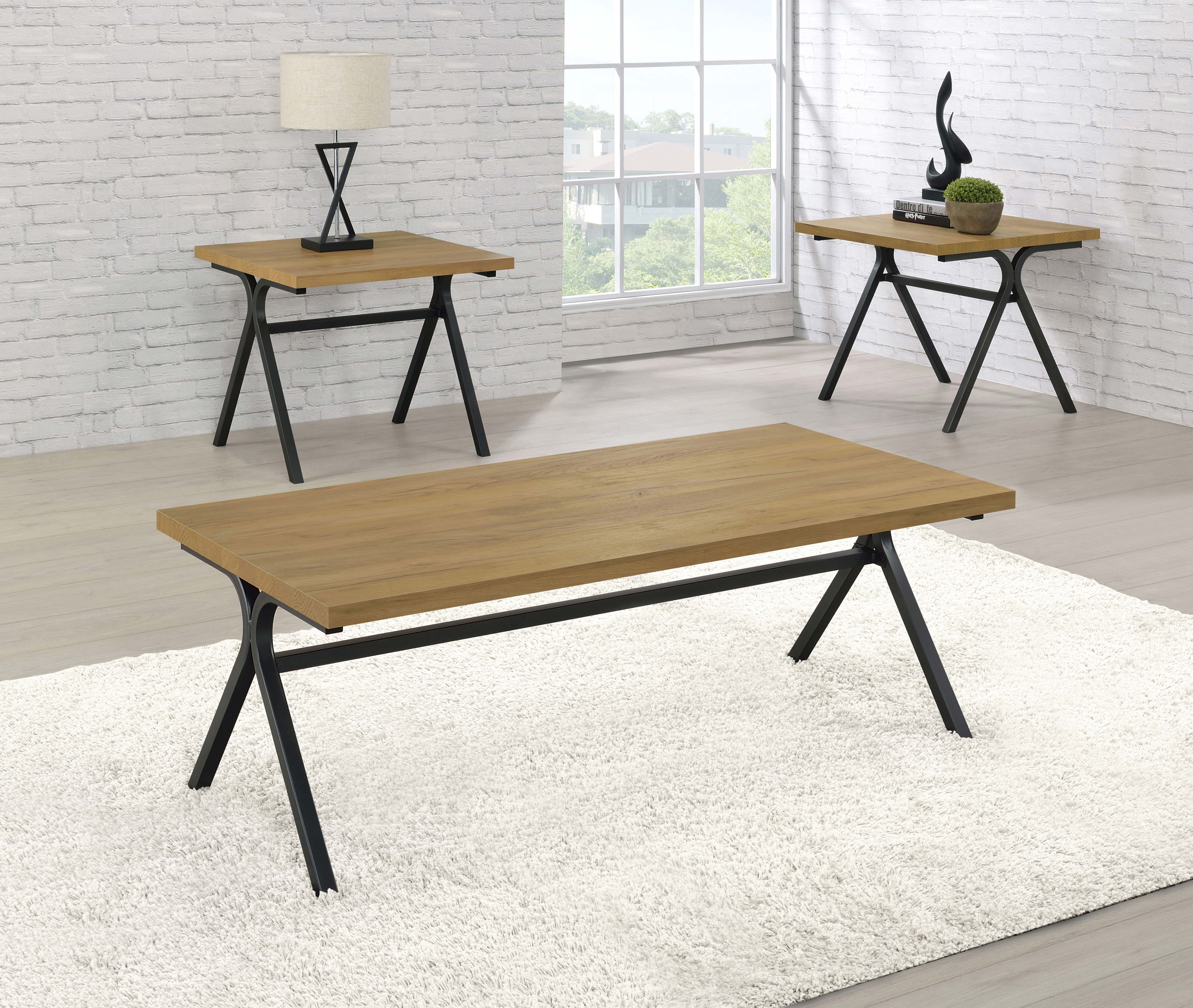 Orleans Furniture - Coaster - Colmar 3-piece Engineered Wood Coffee Table Set Golden Oak - 753424