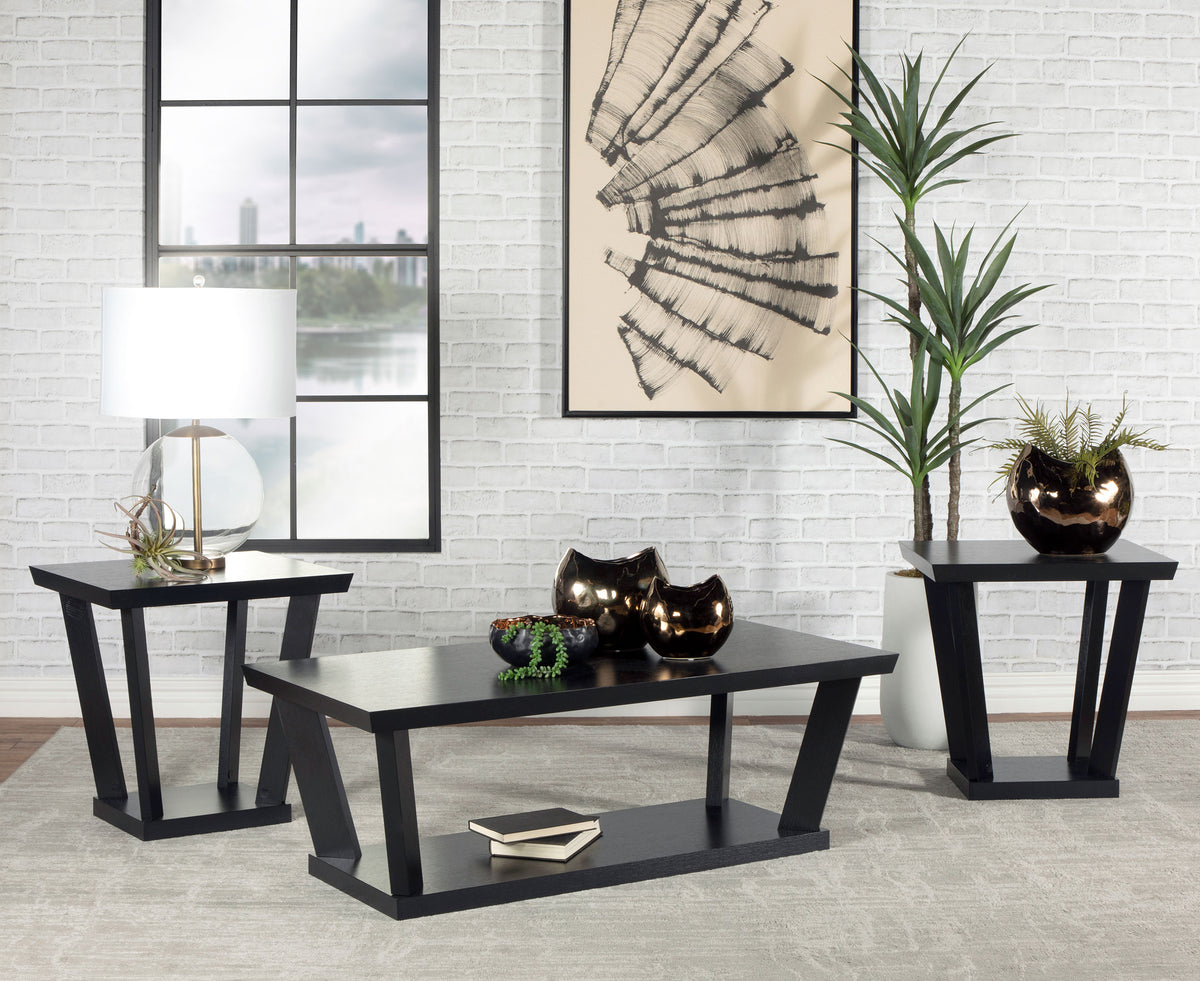 Orleans Furniture - Coaster - Aminta 3-piece Coffee and End Table Set Black - 753434