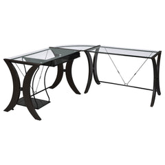Orleans Furniture - Coaster - Monterey 67-inch Glass Top L-Shape Computer Desk Cappuccino - 800446