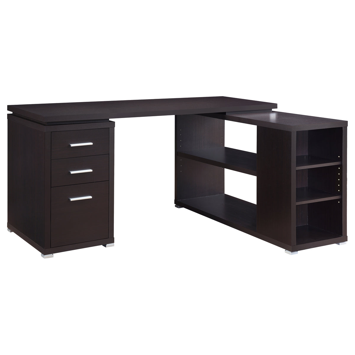 Orleans Furniture - Coaster - Yvette 60-inch 3-drawer L-Shape Computer Desk Cappuccino - 800517