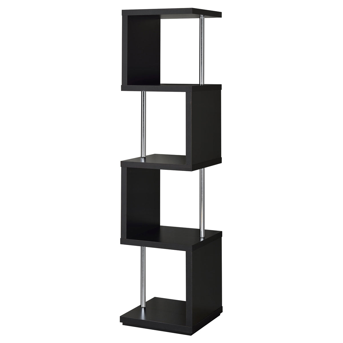 Orleans Furniture - Coaster - Baxter 67-inch 4-shelf Bookshelf Black and Chrome - 801419