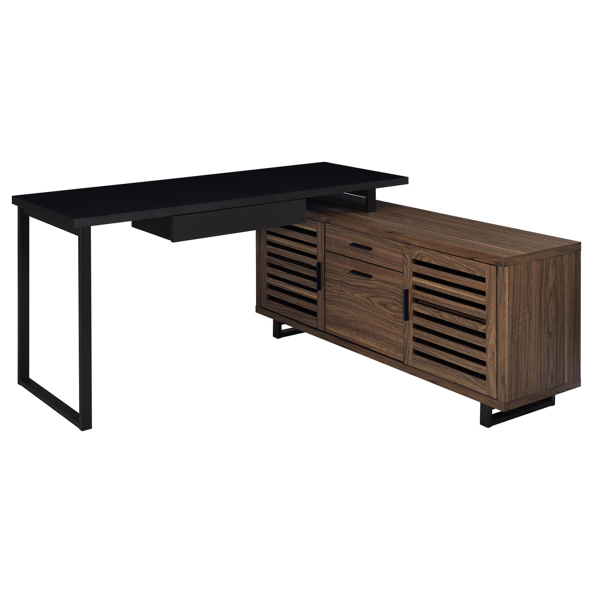 Orleans Furniture - Coaster - Maddox 60-inch L-Shape Office Computer Desk Black and Walnut - 801861