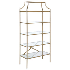 Orleans Furniture - Coaster - Serena 70-inch 5-shelf Glass Bookshelf Gold - 804393