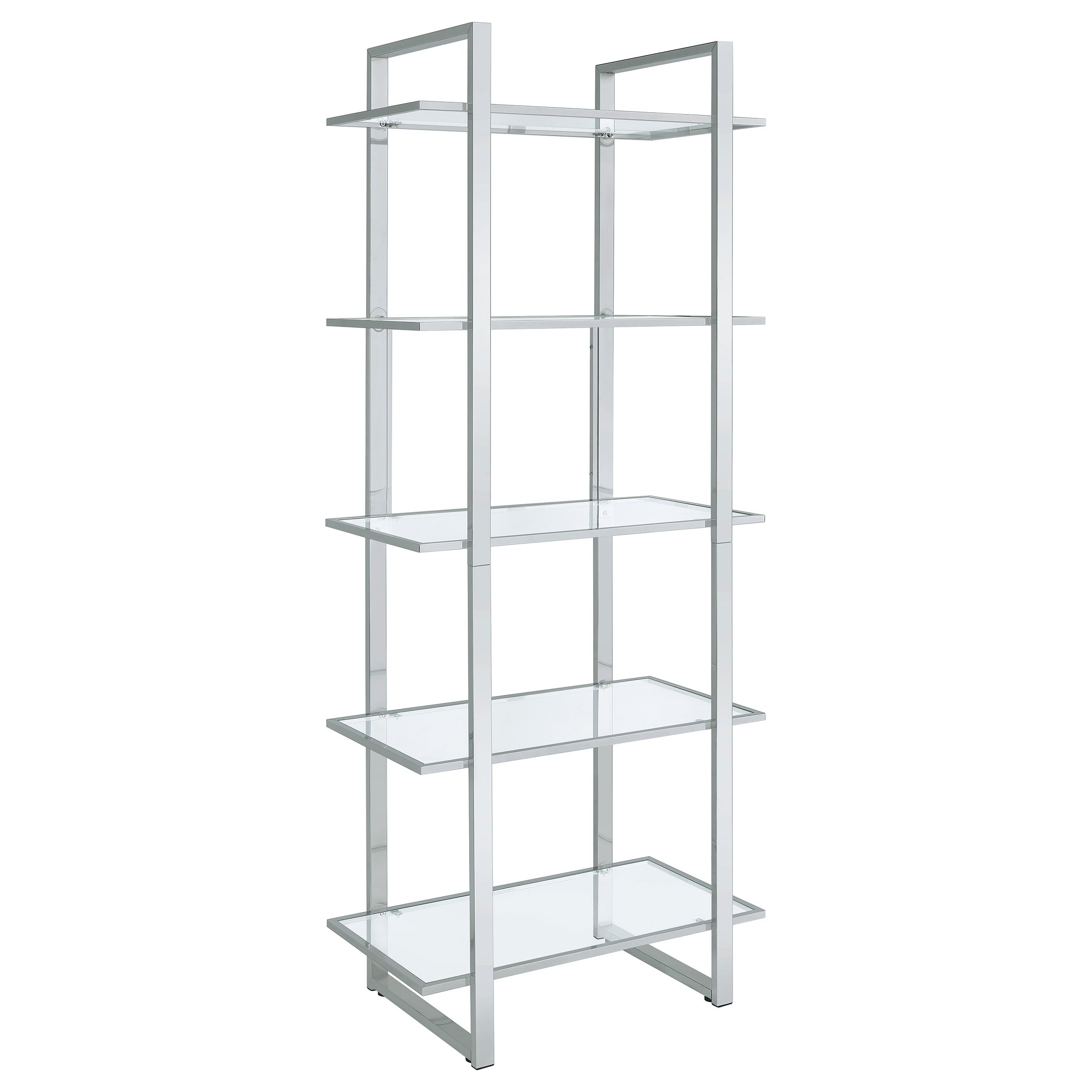 Orleans Furniture - Coaster - Hartford 79-inch 5-shelf Glass Bookshelf Chrome - 805538