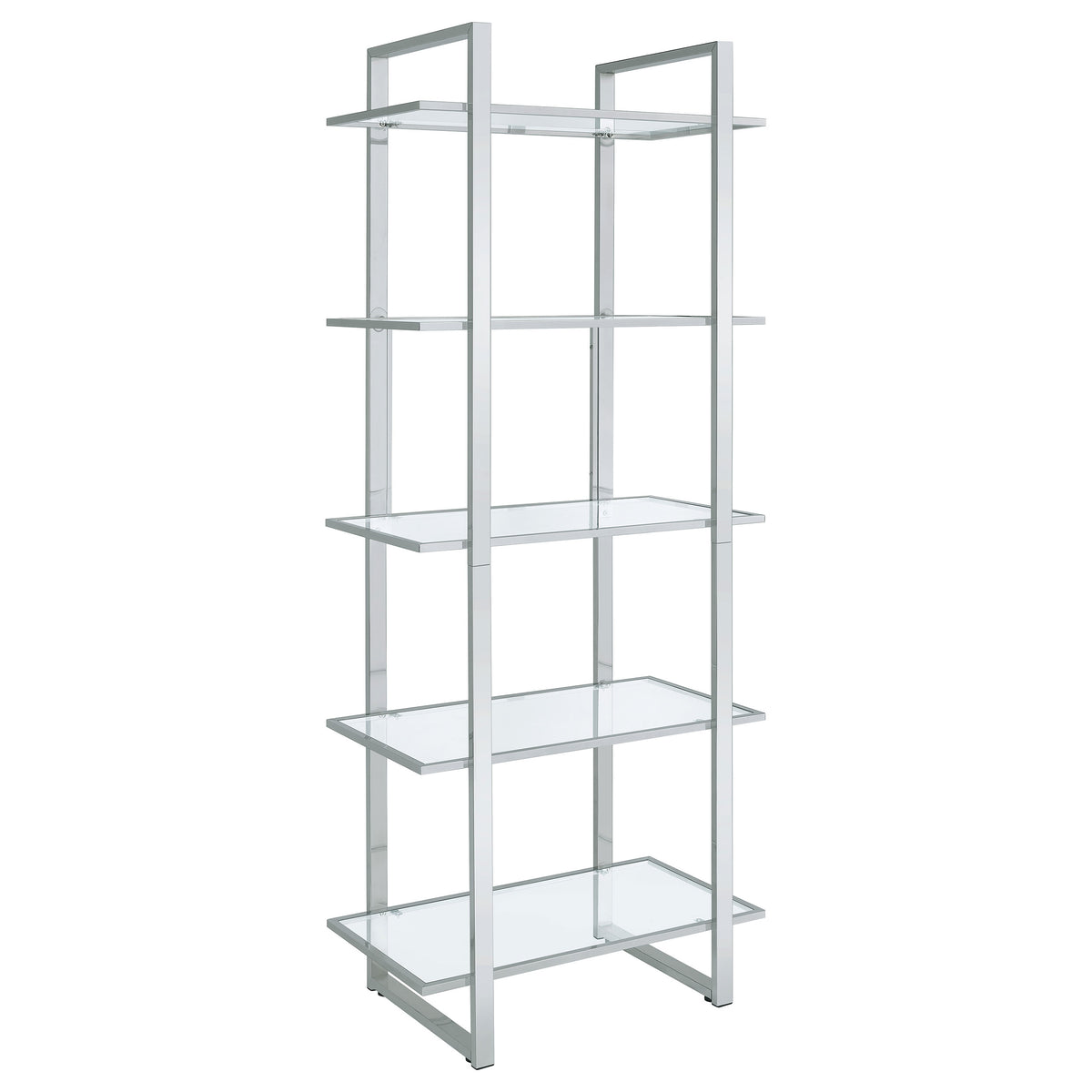 Orleans Furniture - Coaster - Hartford 79-inch 5-shelf Glass Bookshelf Chrome - 805538