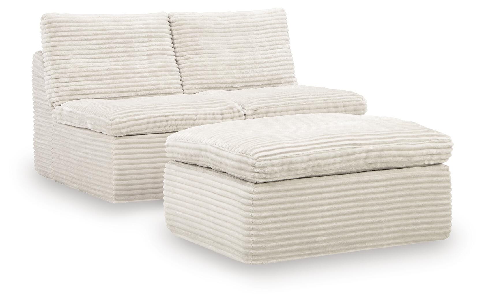 Orleans Furniture - Ashley Furniture - Fannin Sectional - 2 Armless Chairs w/Otto (3/CN) / Ivory - PC8430431