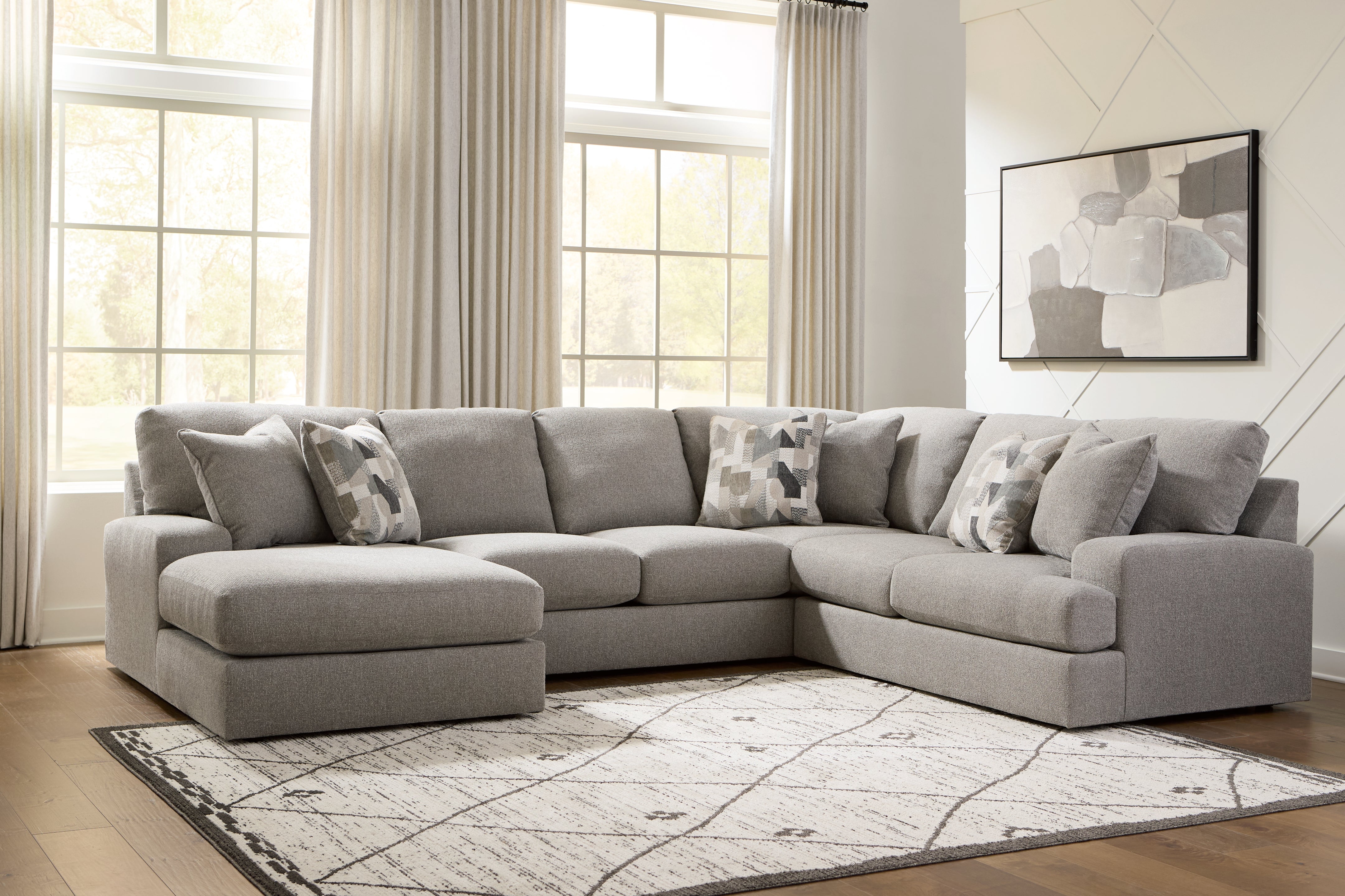 Orleans Furniture - Ashley Furniture - Lindon Sectional - RAF 3-Piece Sectional with Chaise / Smoke - 84704S3