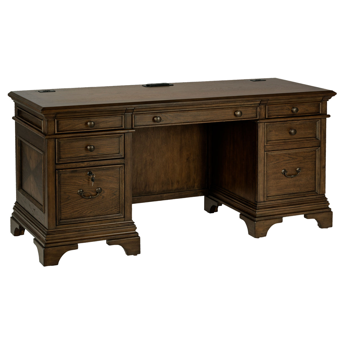 Orleans Furniture - Coaster - Hartshill 66-inch 5-drawer Credenza Office Desk Burnish Oak - 881282
