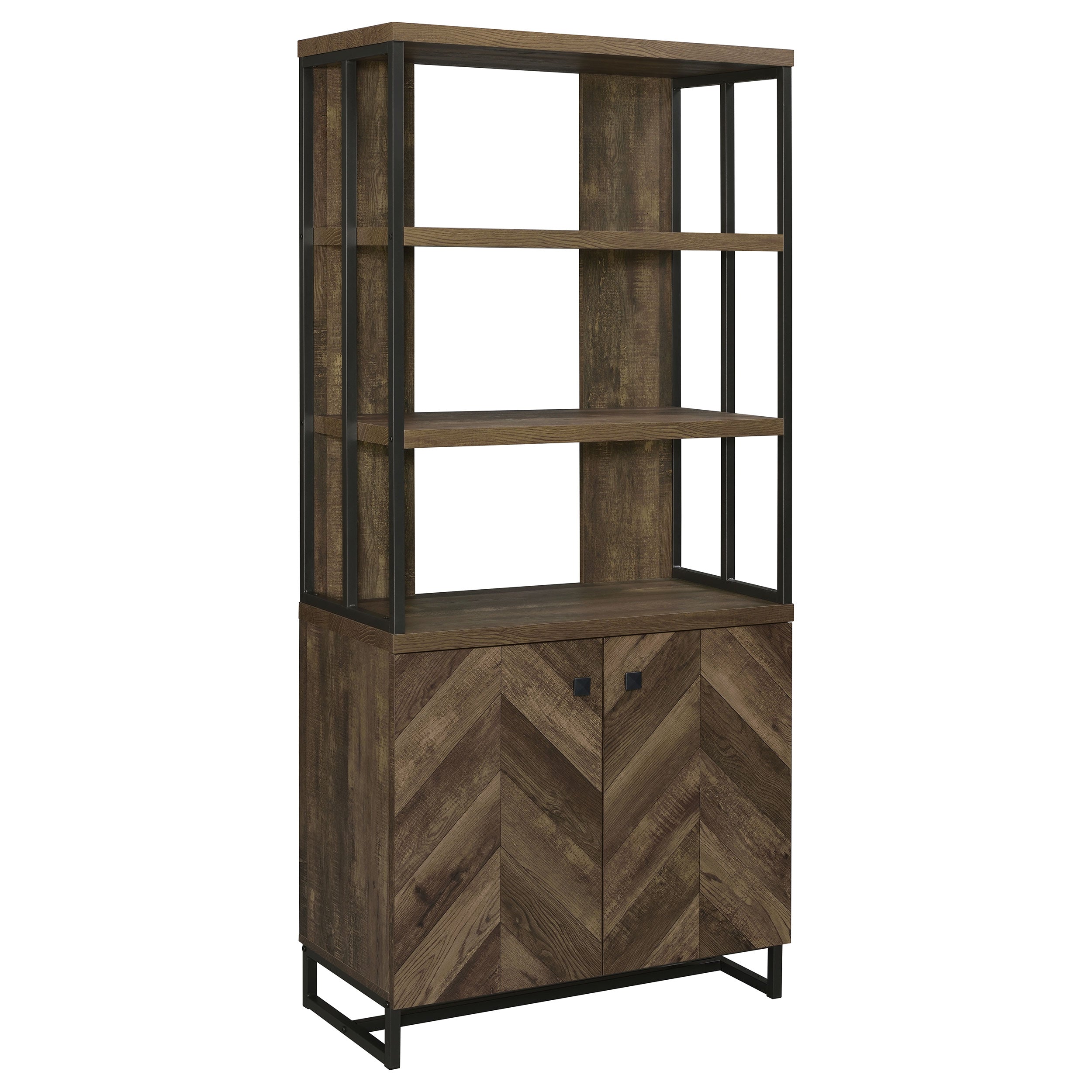 Orleans Furniture - Coaster - Millbrook 71-inch 2-door Storage Bookshelf Rustic Oak - 882093