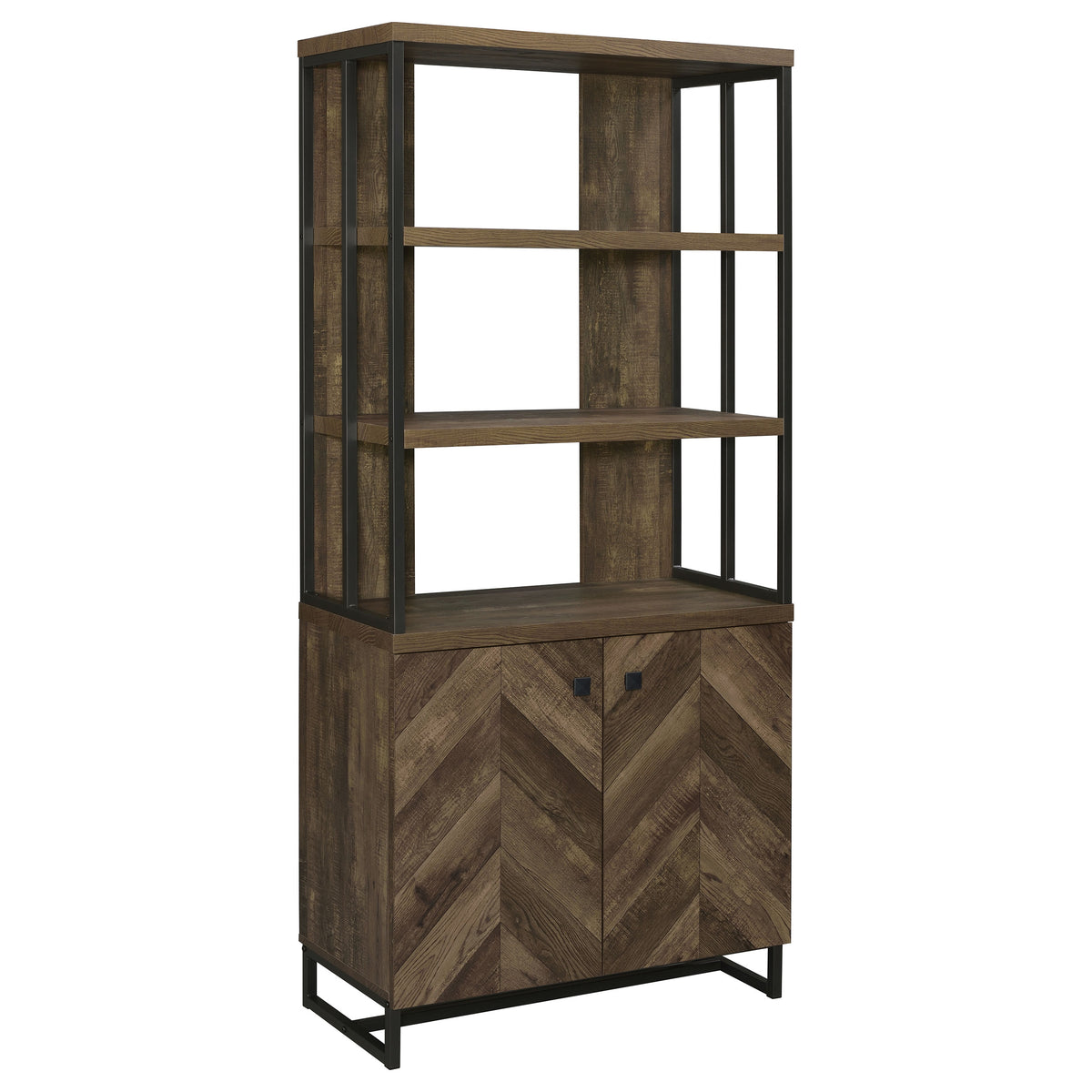 Orleans Furniture - Coaster - Millbrook 71-inch 2-door Storage Bookshelf Rustic Oak - 882093