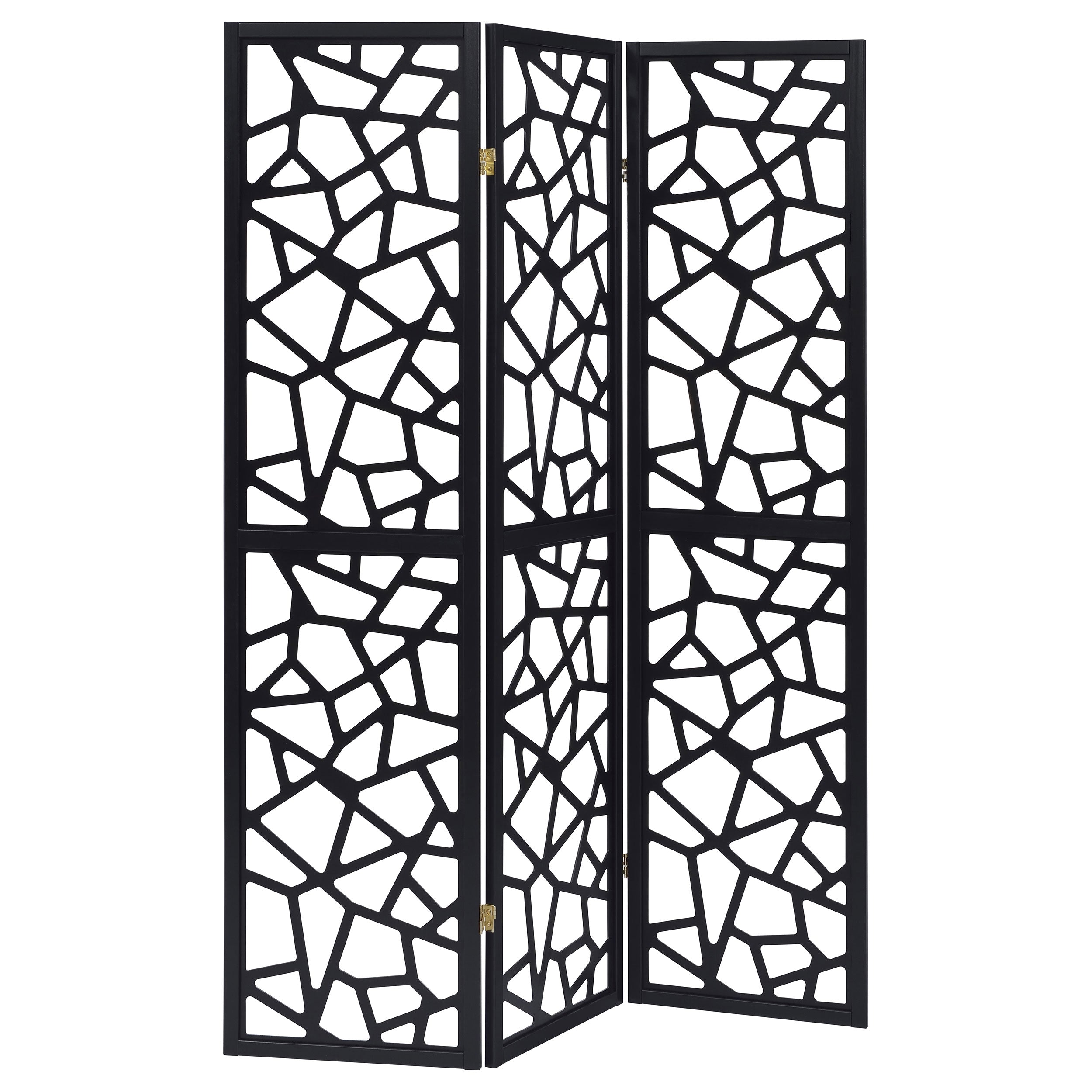 Orleans Furniture - Coaster - Nailan 3-Panel Room Divider Folding Screen Black Open Mosaic - 900092