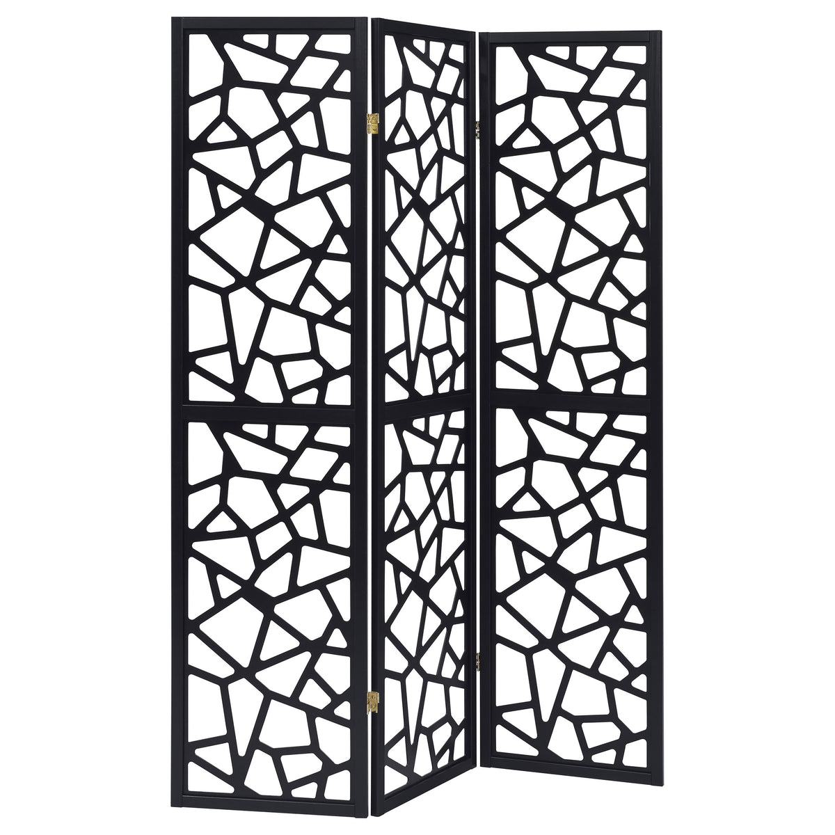 Orleans Furniture - Coaster - Nailan 3-Panel Room Divider Folding Screen Black Open Mosaic - 900092