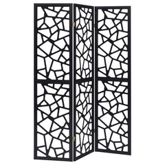 Orleans Furniture - Coaster - Nailan 3-Panel Room Divider Folding Screen Black Open Mosaic - 900092