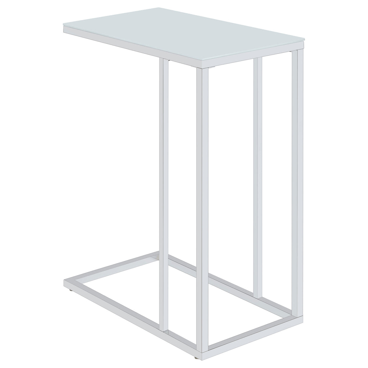 Orleans Furniture - Coaster - Stella White Glass Top C-Shaped Sofa Side Table Chrome - 900250