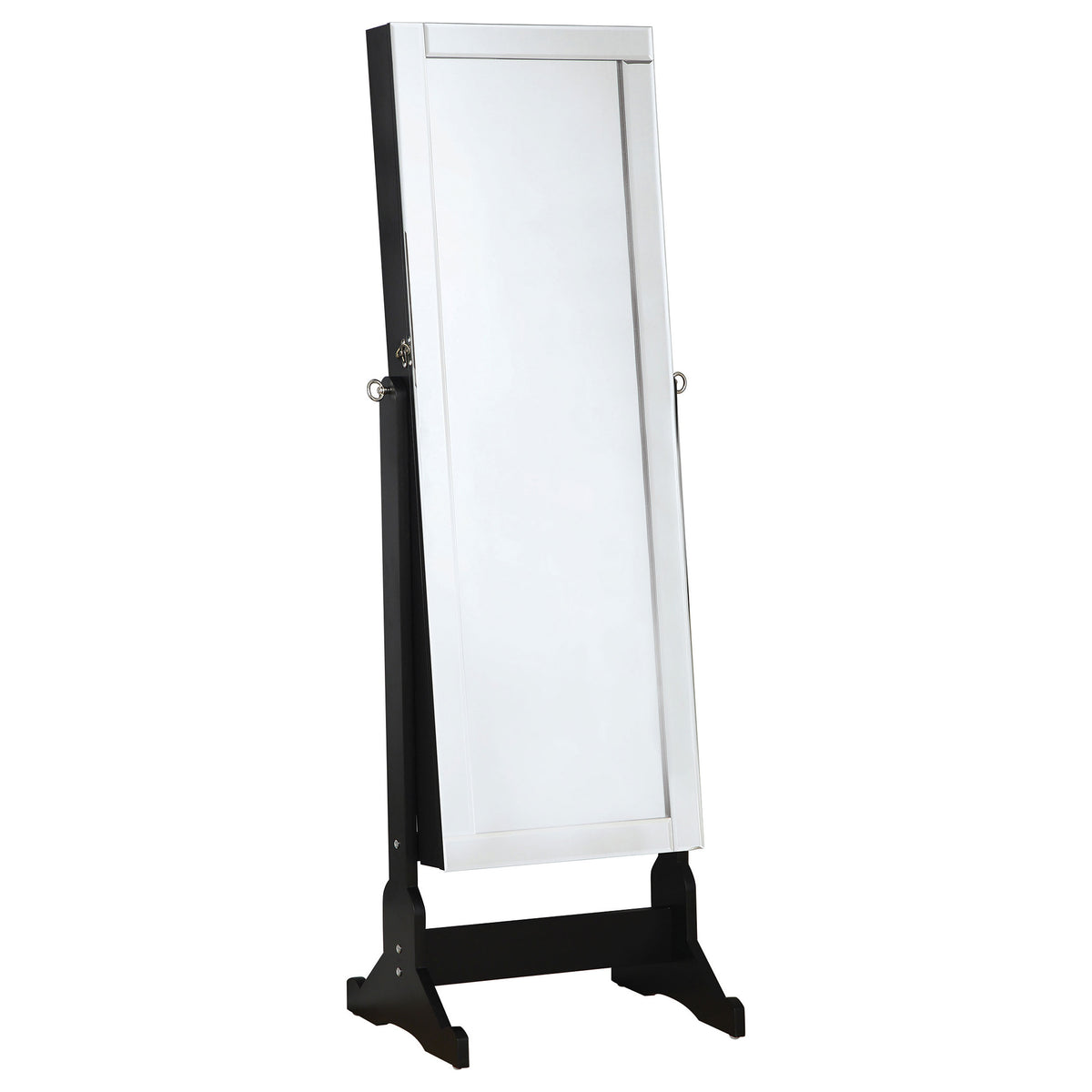 Orleans Furniture - Coaster - Cortez Cheval Mirror with Jewelry Storage Black - 901828