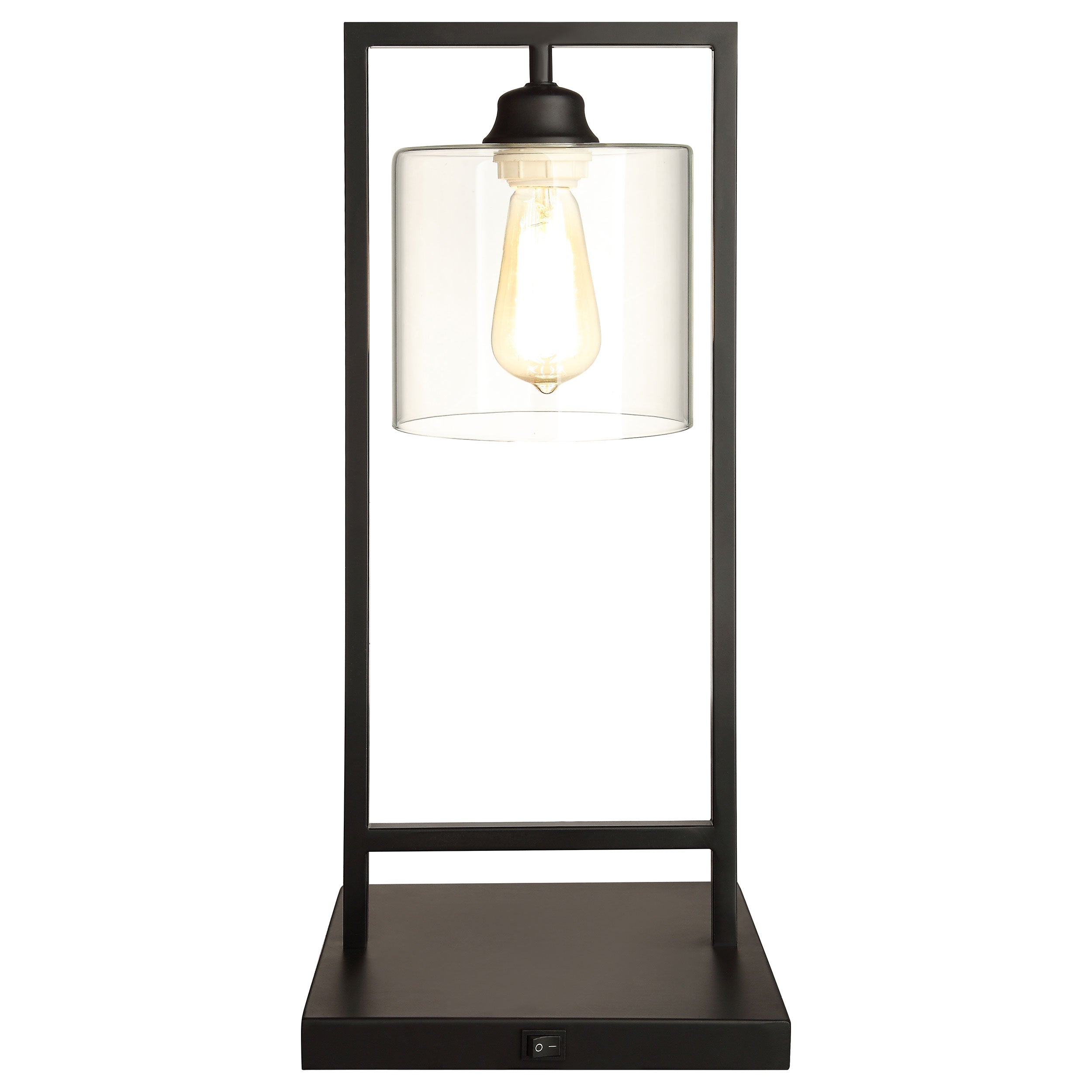 Orleans Furniture - Coaster - Shoto 20-inch Glass Shade Metal Bedside Table Lamp Black - 902964