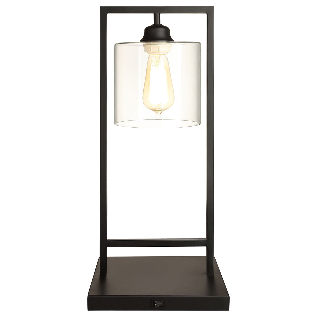 Orleans Furniture - Coaster - Shoto 20-inch Glass Shade Metal Bedside Table Lamp Black - 902964