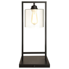Orleans Furniture - Coaster - Shoto 20-inch Glass Shade Metal Bedside Table Lamp Black - 902964
