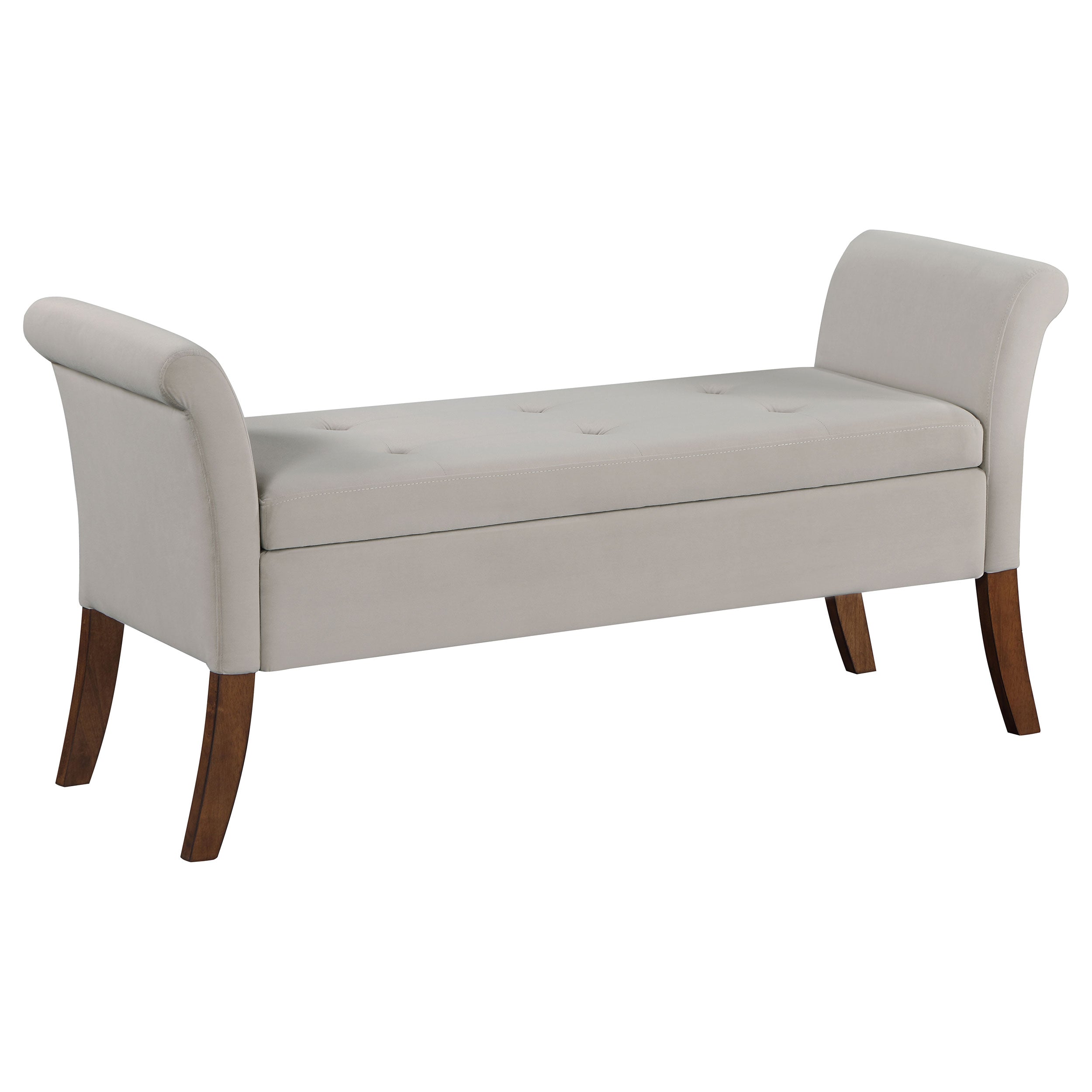 Orleans Furniture - Coaster - Farrah Velvet Upholstered Rolled Arm Storage Bench Beige - 910238