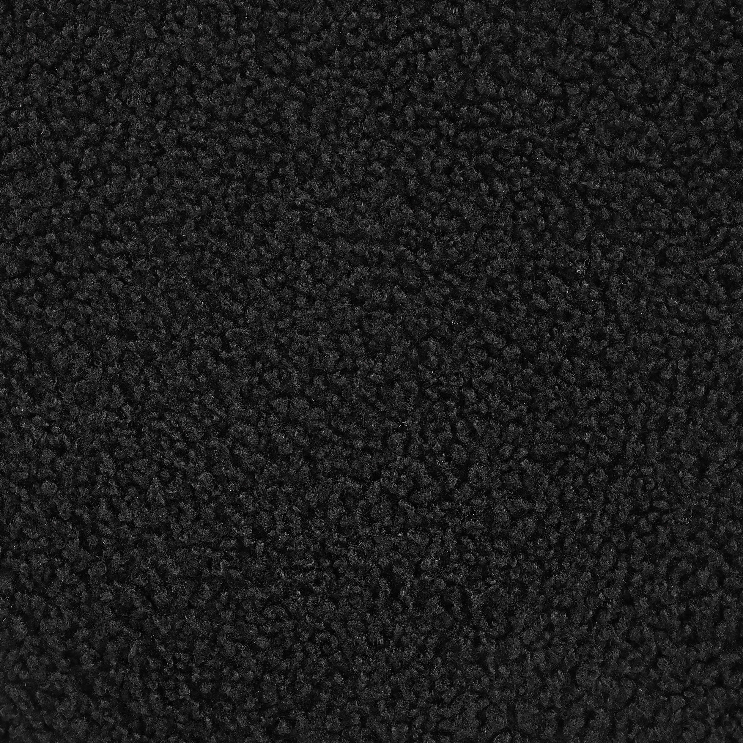 Zena Faux Sheepskin Upholstered Round Ottoman Black