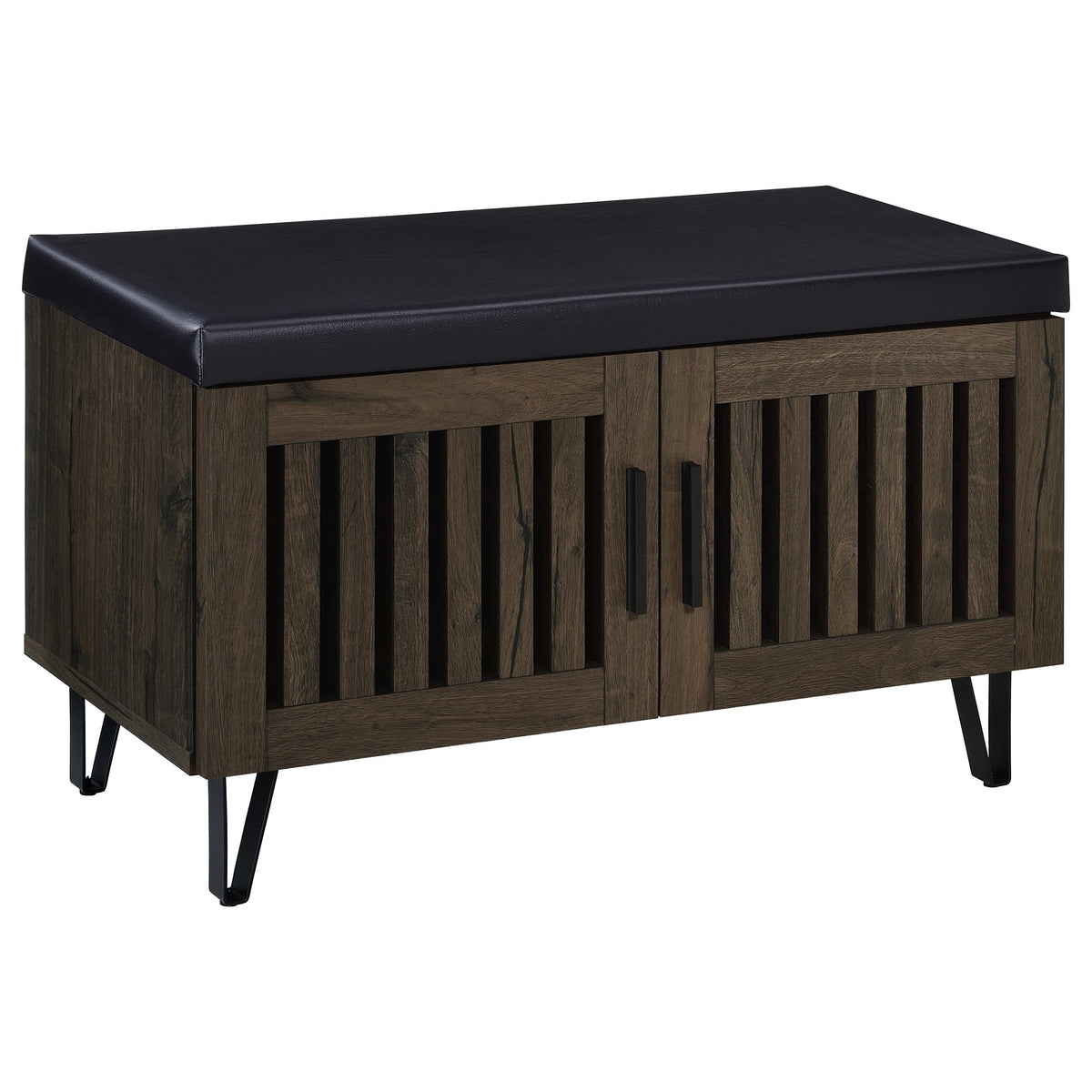 Orleans Furniture - Coaster - Brixton 2-door Padded Entryway Shoe Storage Bench Smoked Oak - 915153