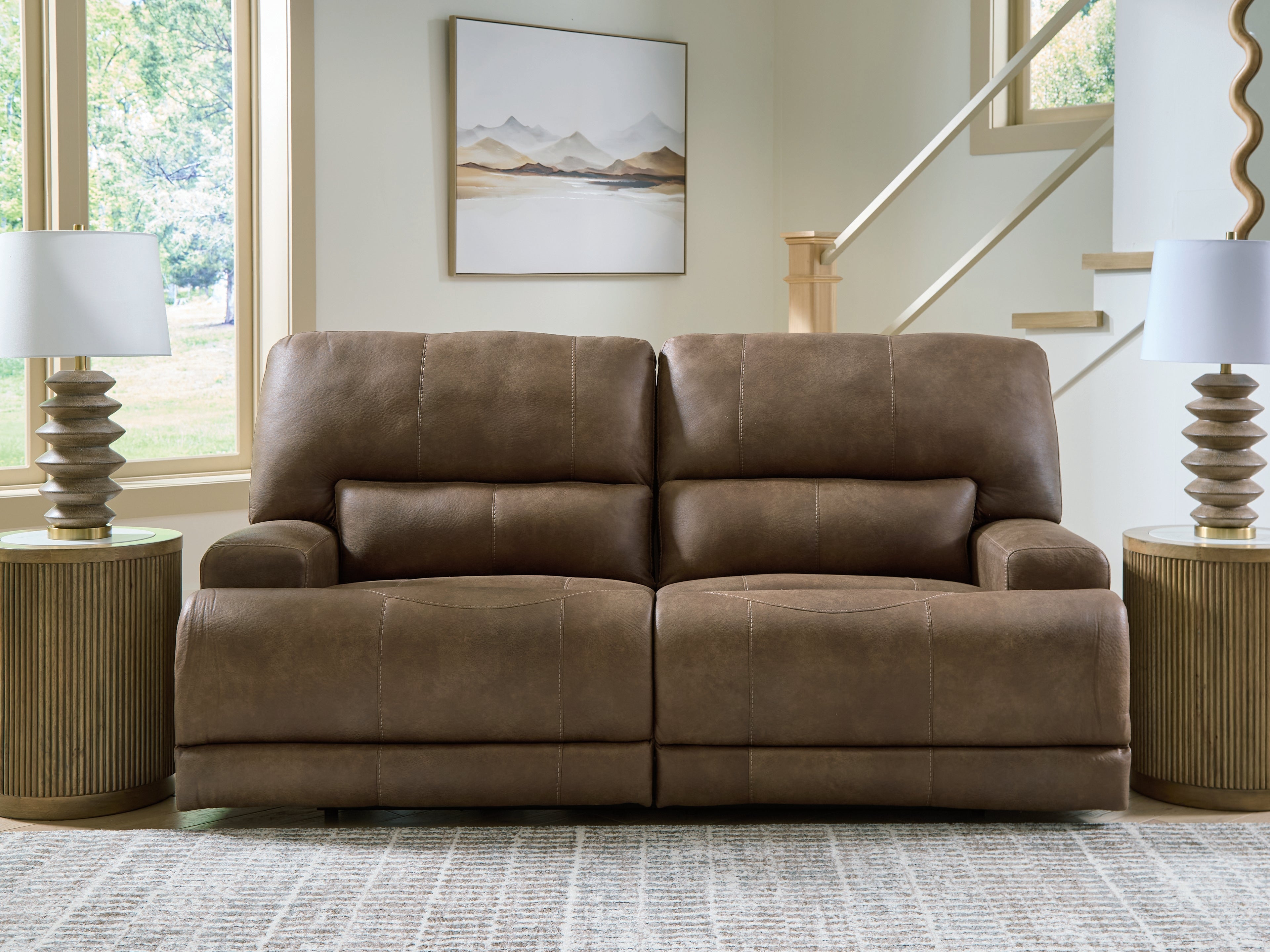 Orleans Furniture - Ashley Furniture - Beckley Place Living Room - 2 Seat PWR REC Sofa ADJ HDREST / Earth - PC9180247