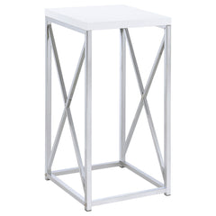 Orleans Furniture - Coaster - Edmund Square Accent Side Table White High Gloss and Chrome - 930014