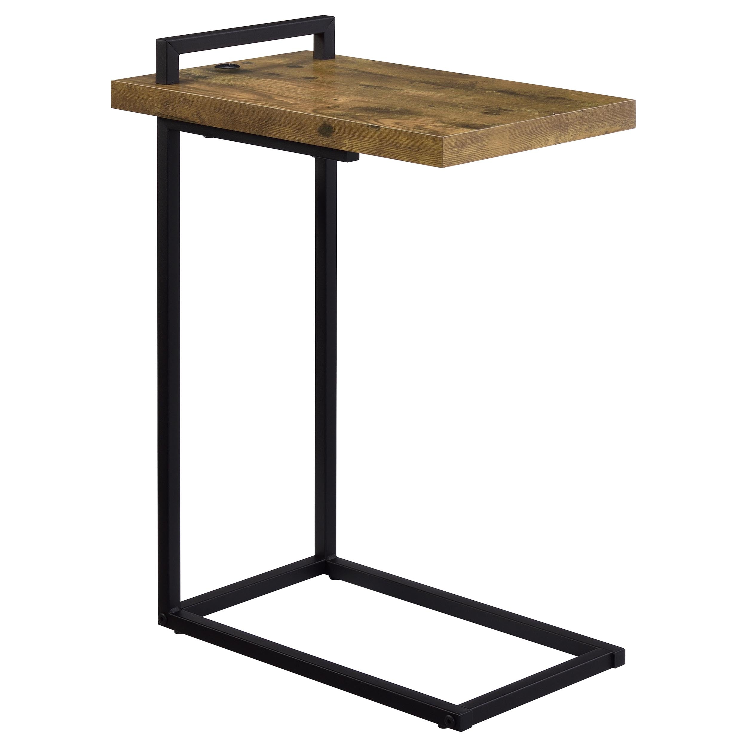 Orleans Furniture - Coaster - Maxwell C-shaped Side Table USB Charging Rustic Nutmeg - 931124