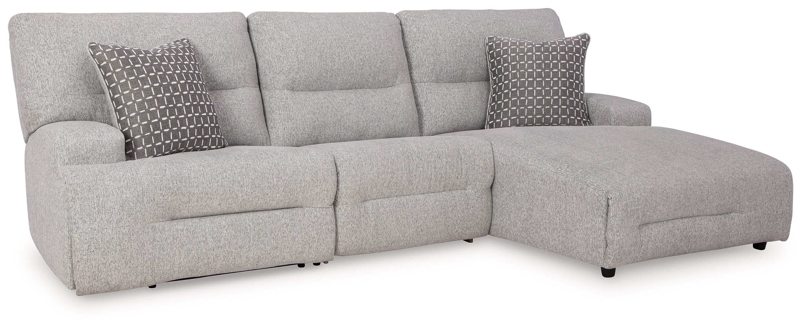 Orleans Furniture - Ashley Furniture - Acklen Place Sectional - 3-Piece Power Reclining Sectional / Pewter - 93605S6
