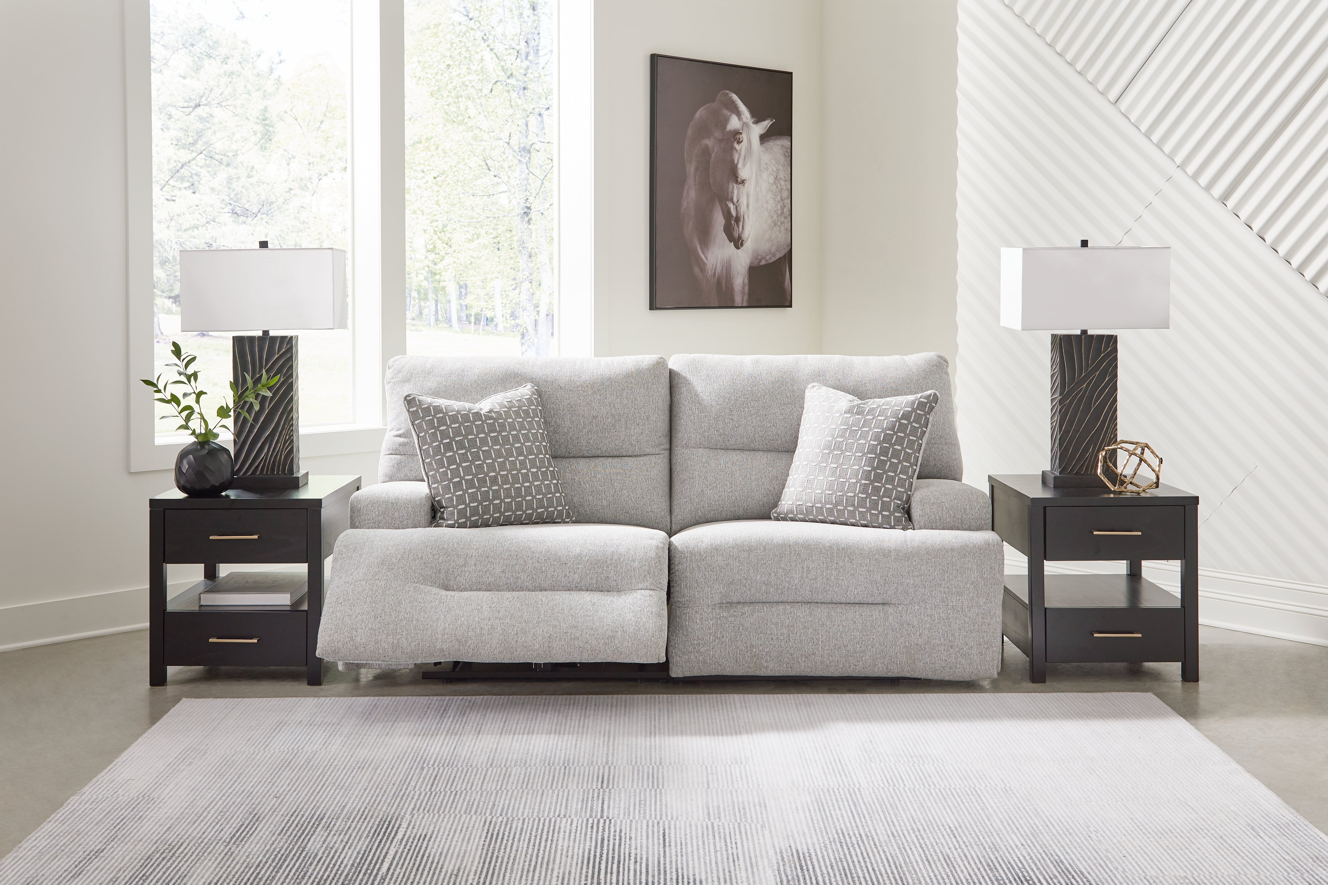 Orleans Furniture - Ashley Furniture - Acklen Place Sectional - 2-Piece Power Reclining Sectional Loveseat / Pewter - 93605S16