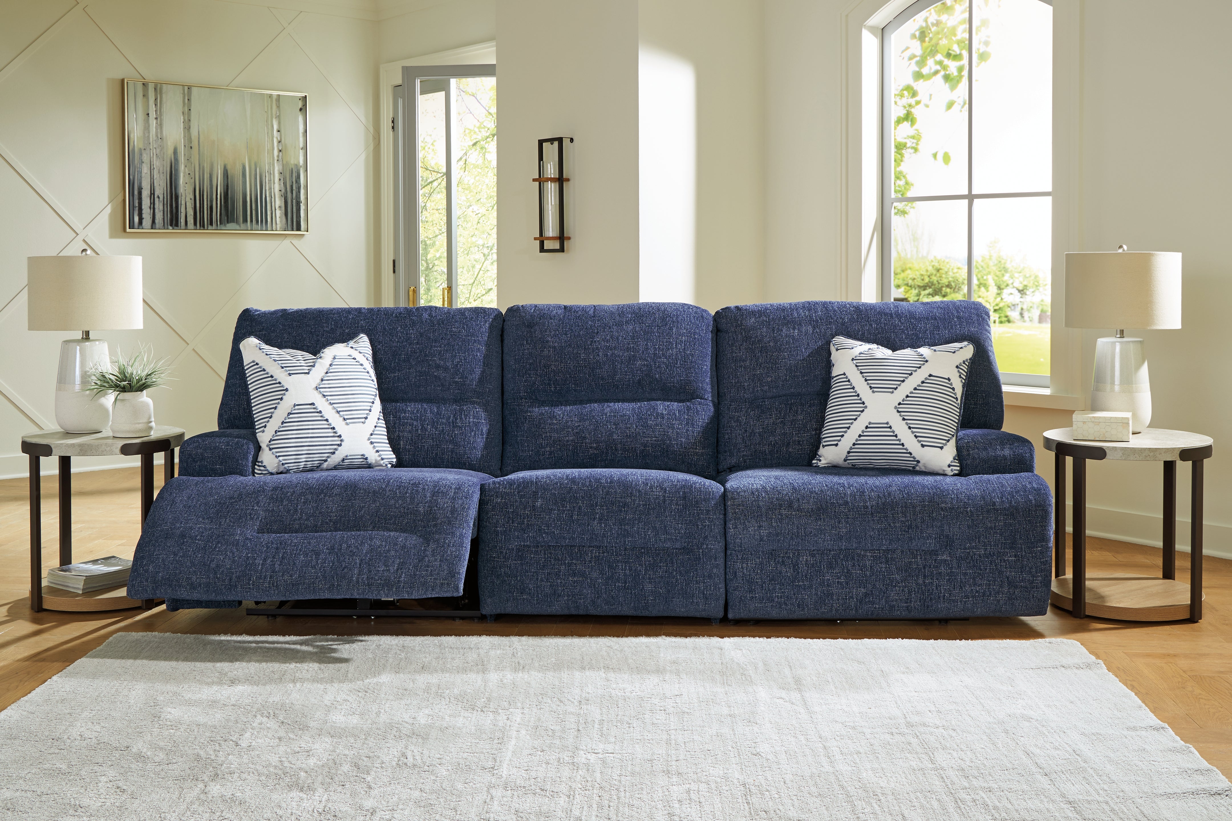 Orleans Furniture - Ashley Furniture - Acklen Place Sectional - 3-Piece Power Reclining Sectional Sofa / Navy - 93607S18