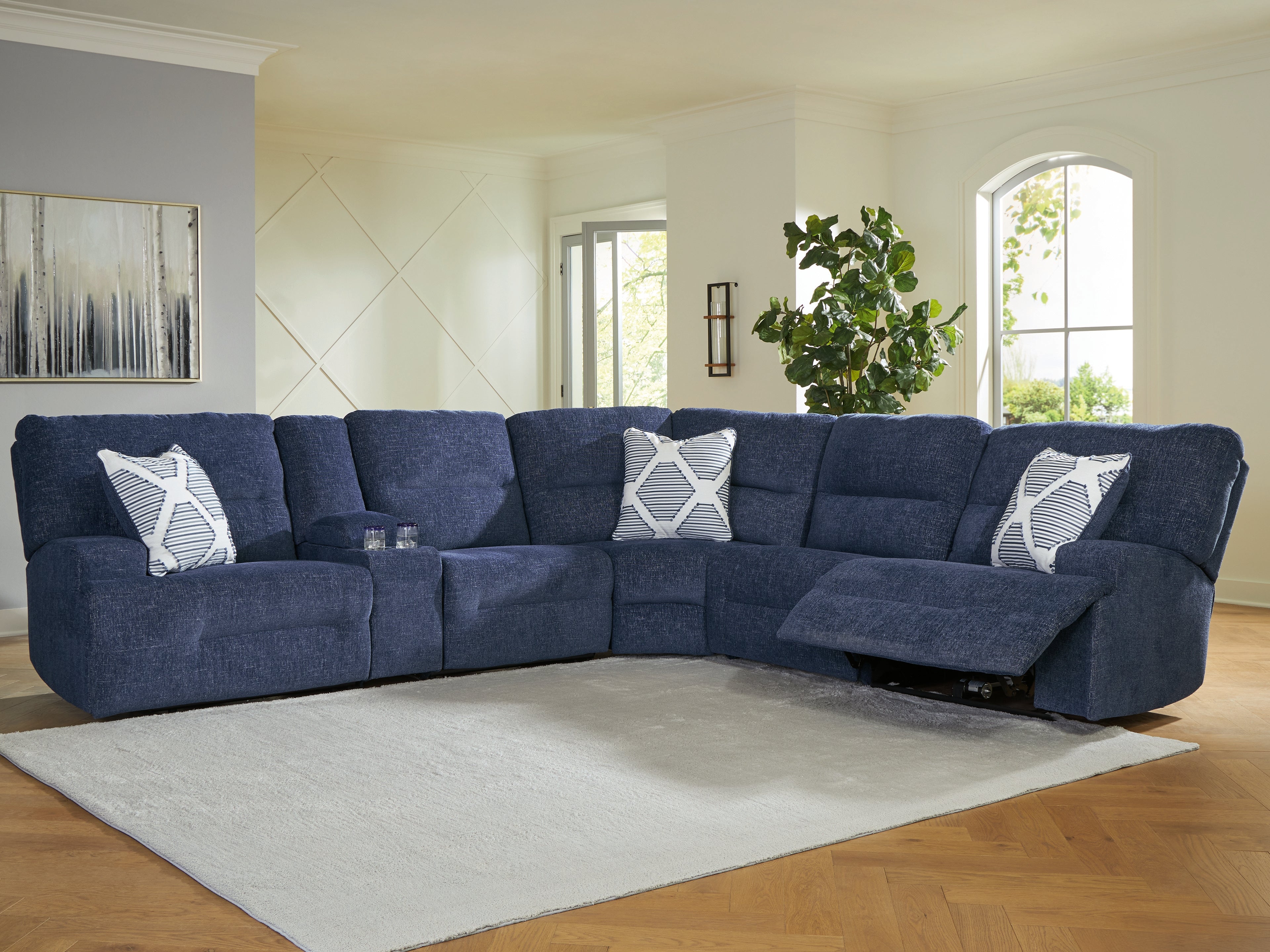 Orleans Furniture - Ashley Furniture - Acklen Place Sectional - 6-Piece Power Reclining Sectional / Navy - 93607S15
