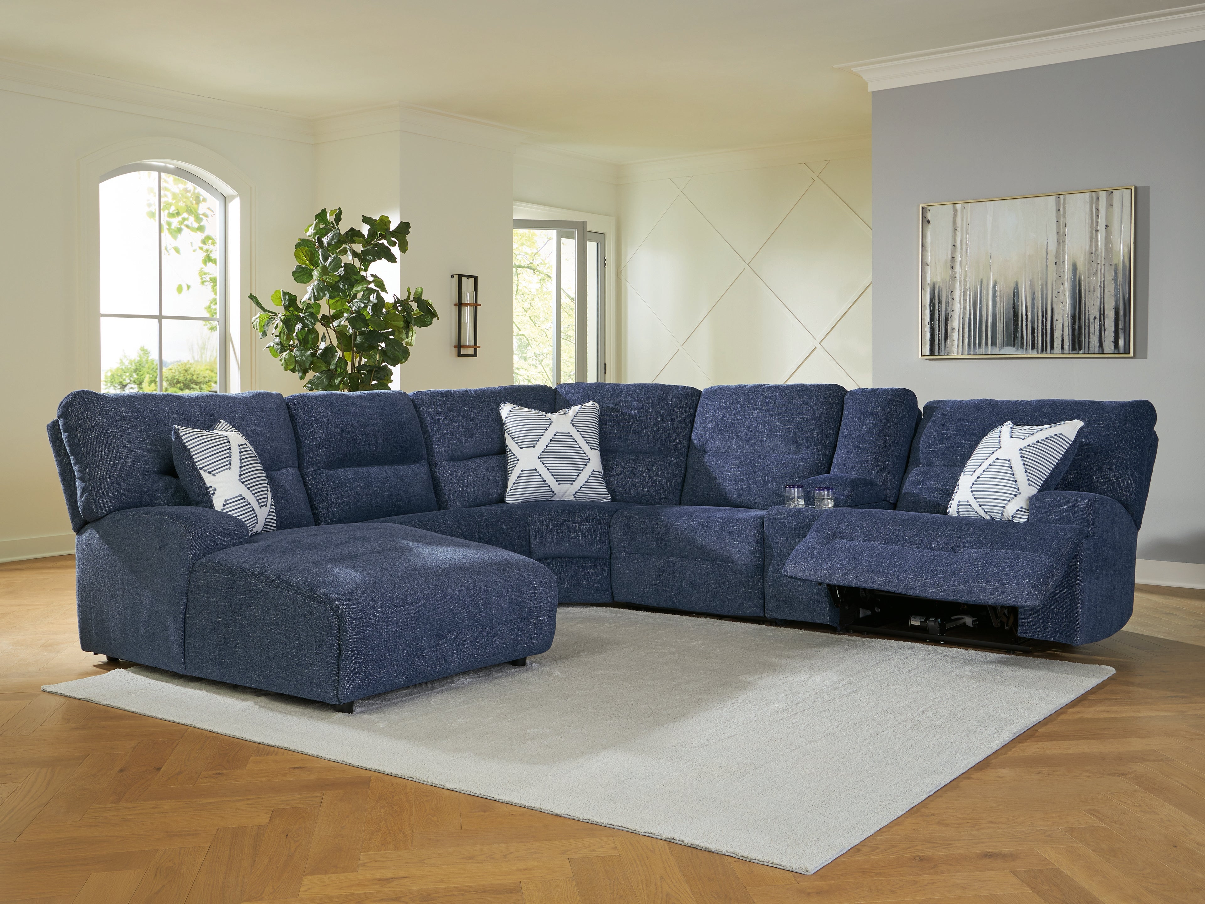 Orleans Furniture - Ashley Furniture - Acklen Place Sectional - 6-Piece Power Reclining Sectional with Chaise / Navy - 93607S2