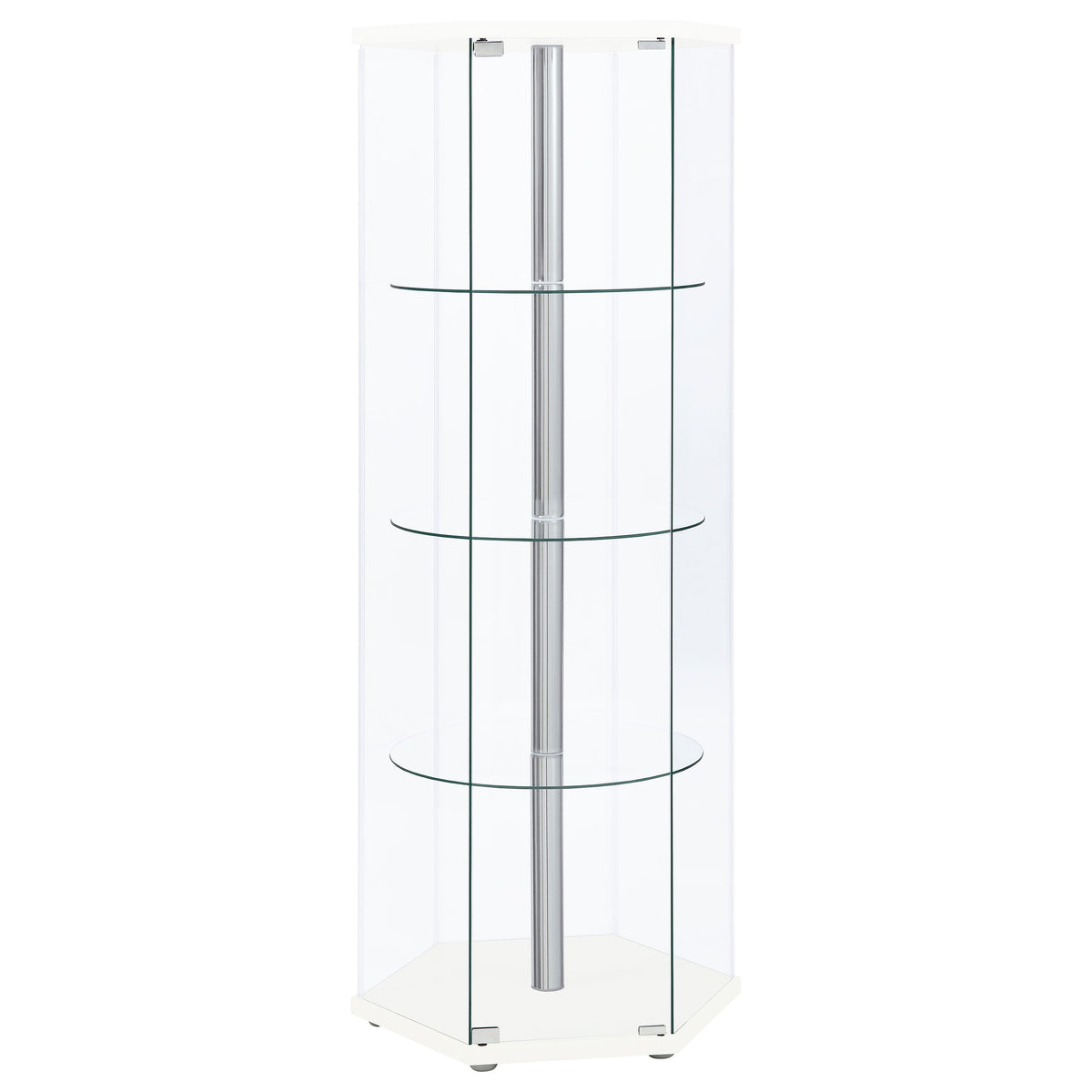 Orleans Furniture - Coaster - Zahavah 4-shelf Hexagonal Clear Glass Curio Cabinet White - 950001