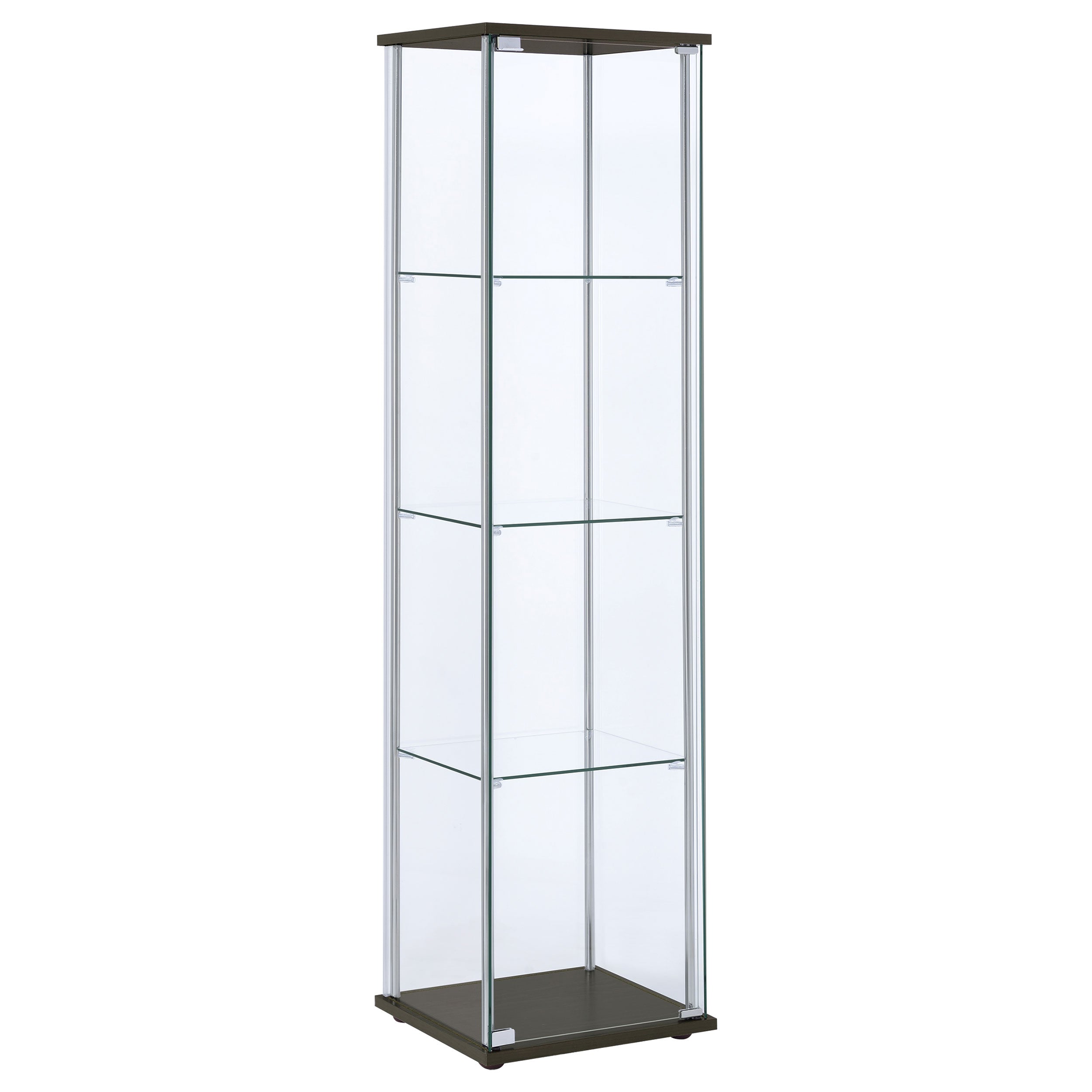 Orleans Furniture - Coaster - Bellatrix 4-shelf Clear Glass Curio Cabinet Cappuccino - 950172