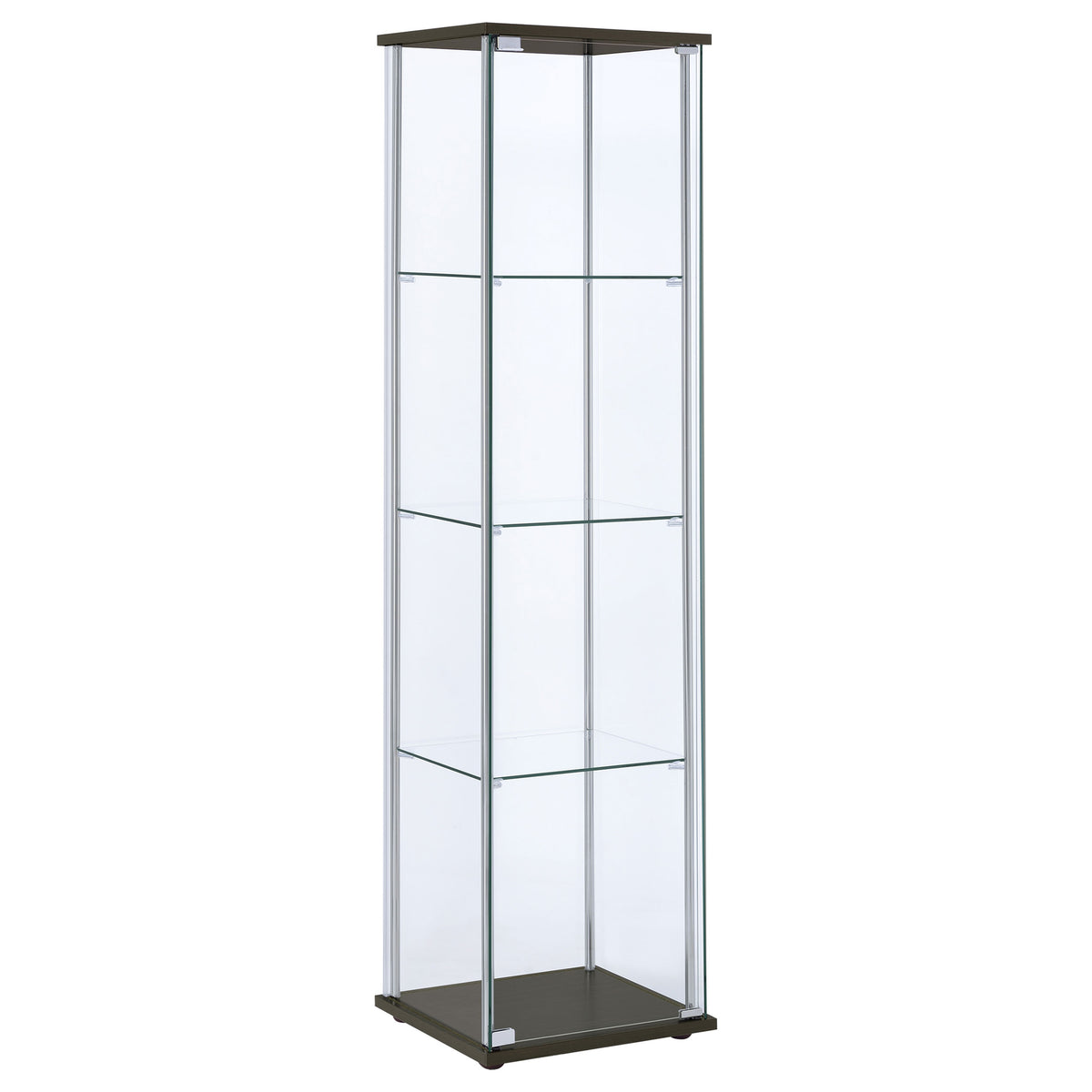Orleans Furniture - Coaster - Bellatrix 4-shelf Clear Glass Curio Cabinet Cappuccino - 950172