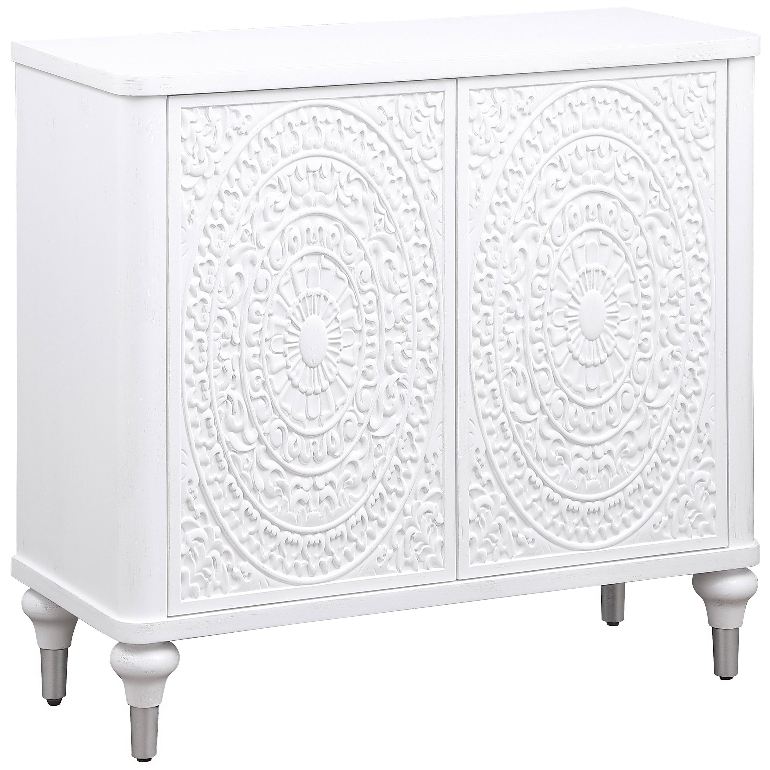 Orleans Furniture - Coaster - Cardella 2-door Mandala Accent Cabinet Distressed White - 950411