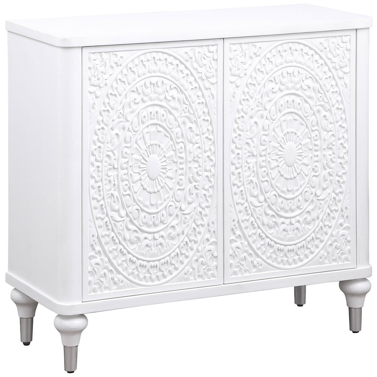 Orleans Furniture - Coaster - Cardella 2-door Mandala Accent Cabinet Distressed White - 950411