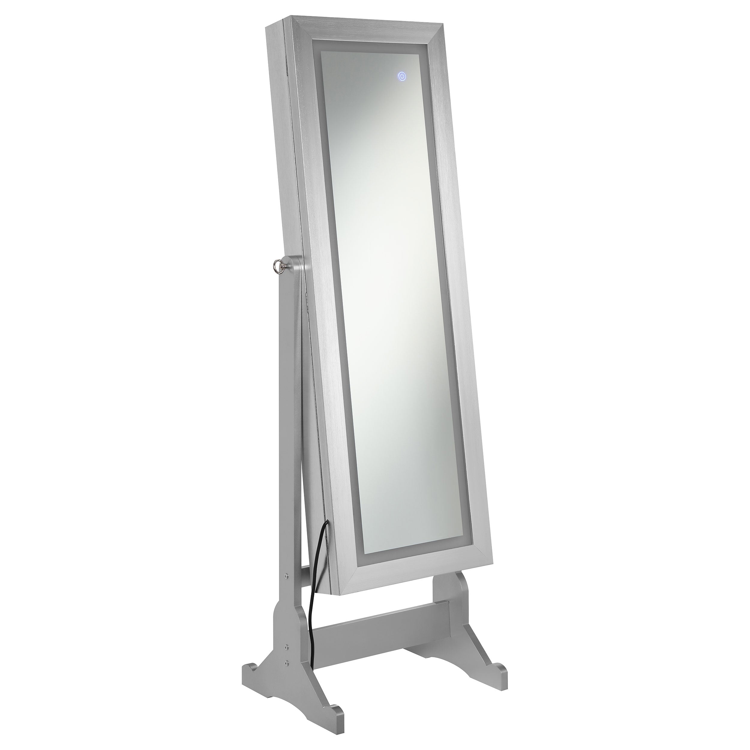 Orleans Furniture - Coaster - Moore Cheval Mirror with Jewelry Storage Silver - 951017