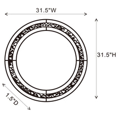 Lixue 32 x 32 Inch Round Wall Mirror LED Lighting Silver