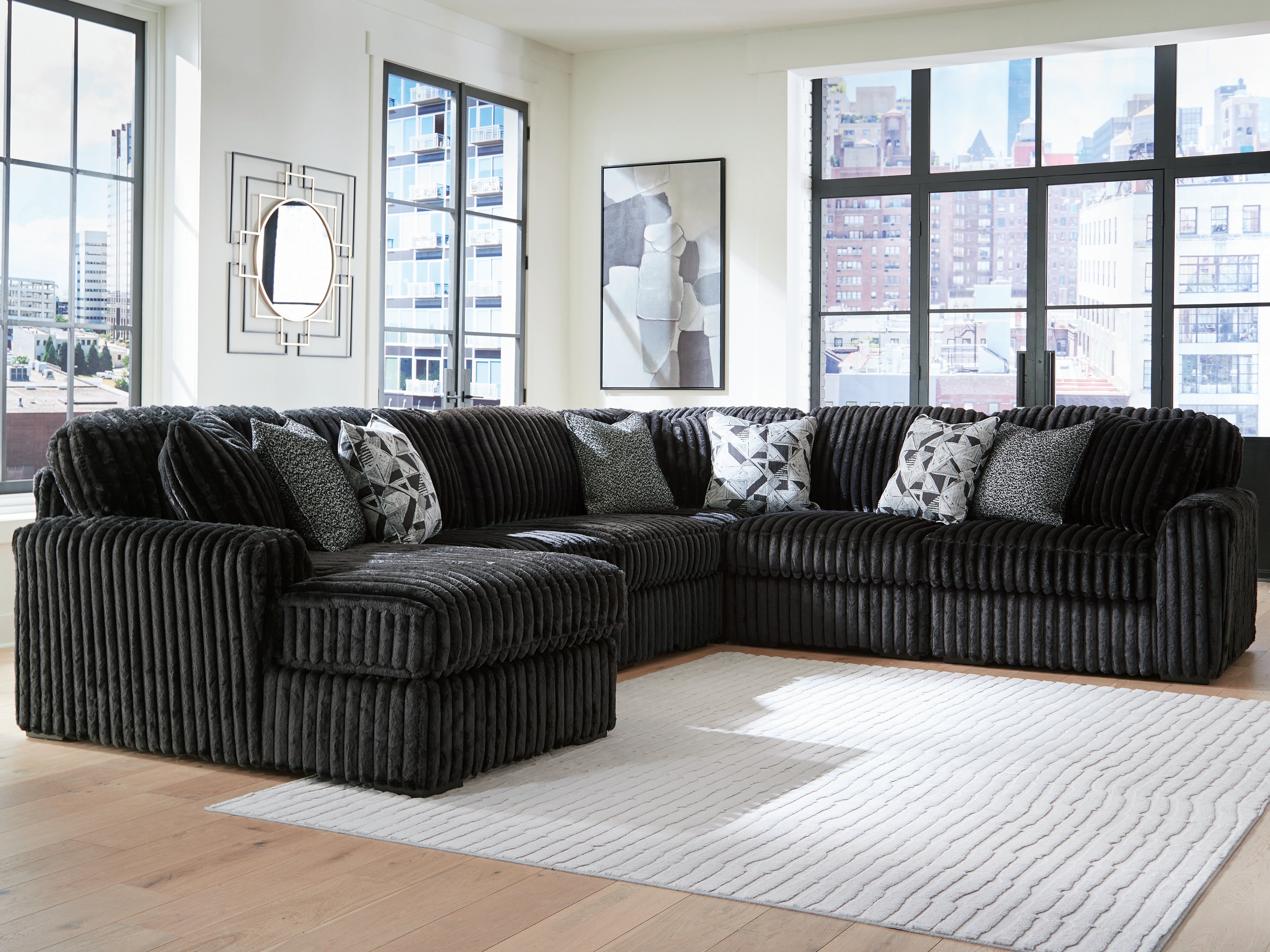 Orleans Furniture - Ashley Furniture - Midnight-Madness Sectional - RAF 6-Piece Sectional with Chaise / Onyx - 98103S23