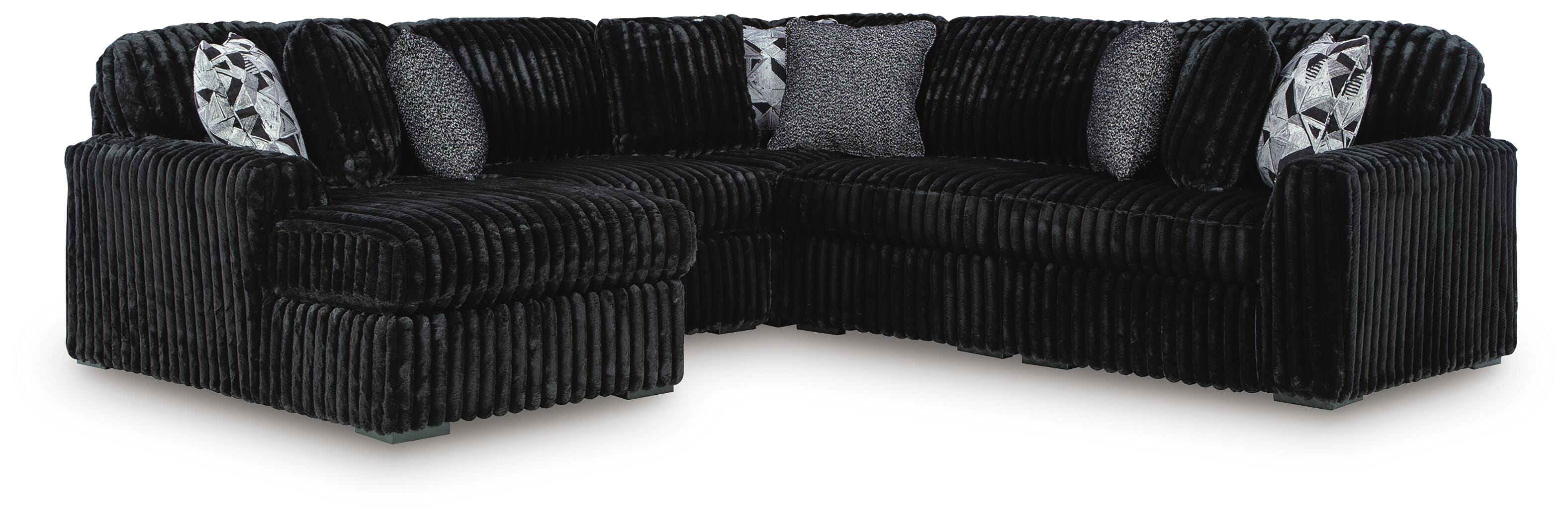 Orleans Furniture - Ashley Furniture - Midnight-Madness Sectional - RAF 5-Piece Sectional with Chaise / Onyx - 98103S21