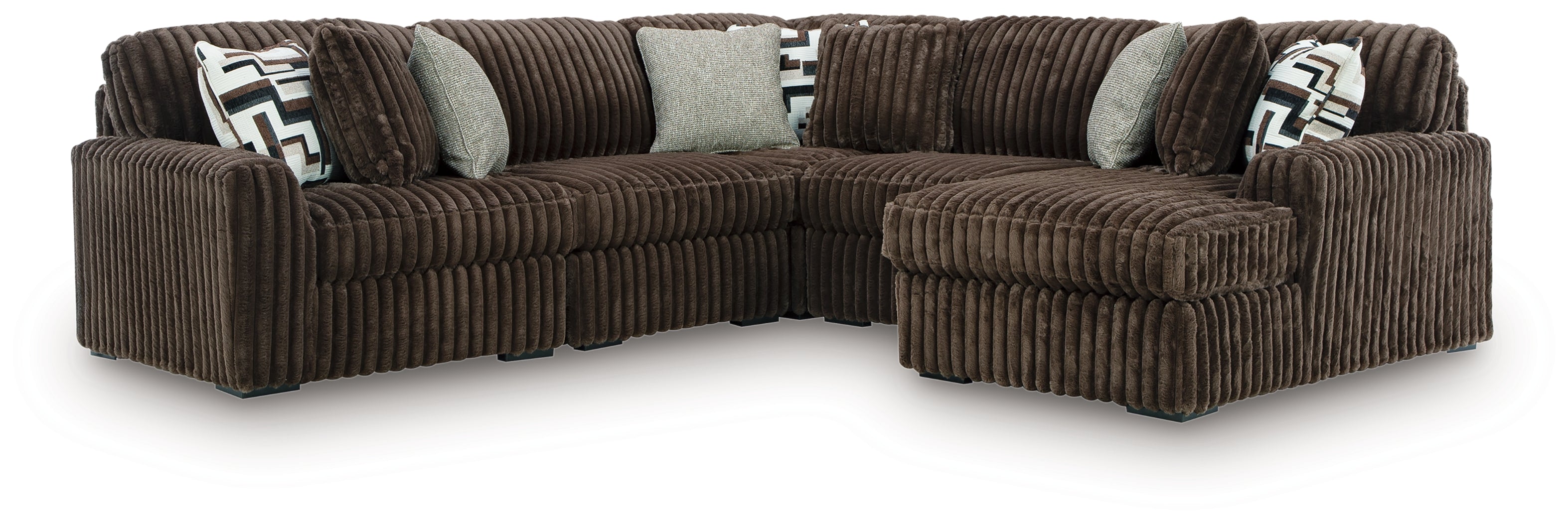 Orleans Furniture - Ashley Furniture - Midnight-Madness Sectional - RAF 5-Piece Sectional with Chaise / Chocolate - 98104S22