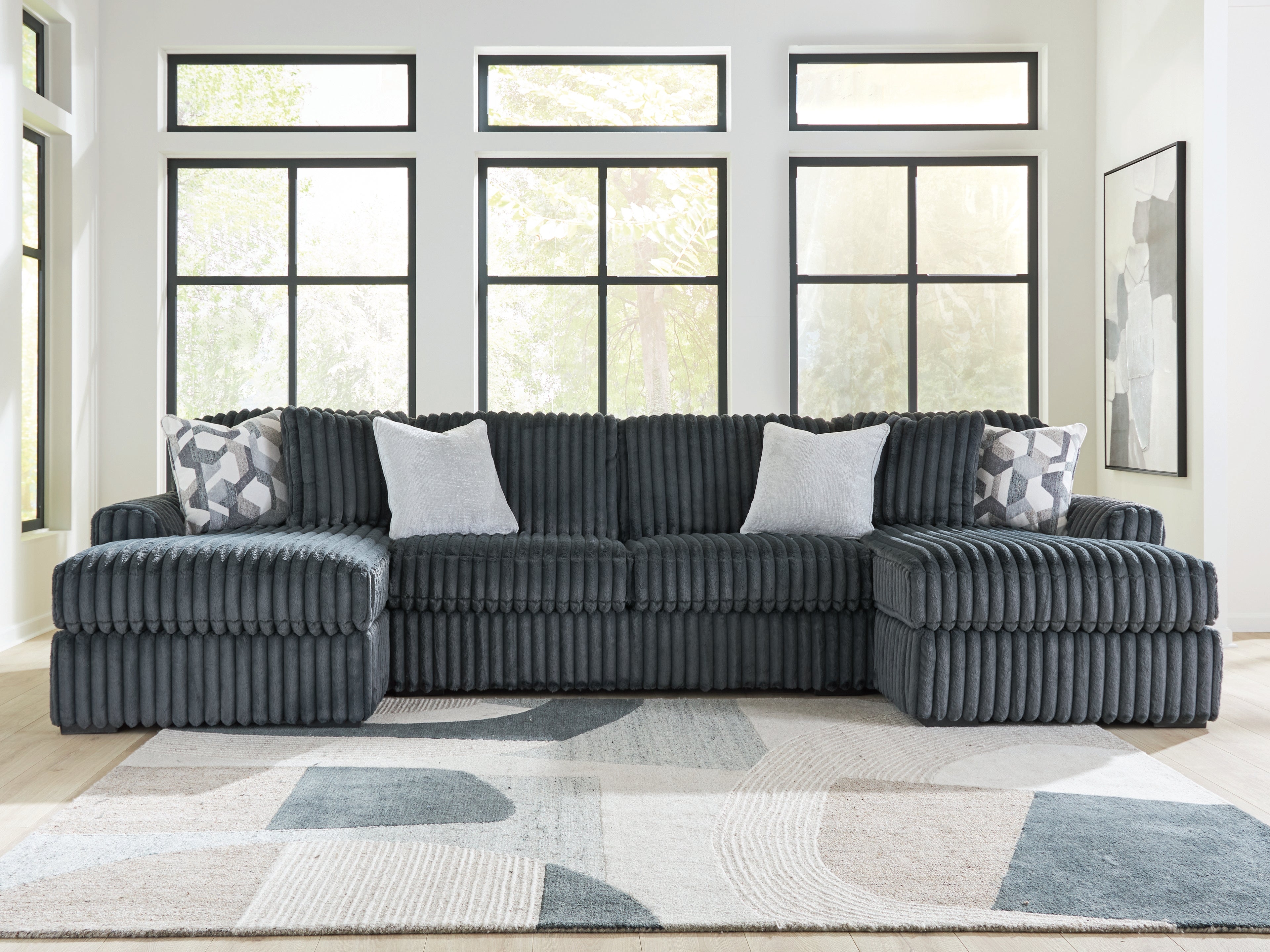 Orleans Furniture - Ashley Furniture - Midnight-Madness Sectional - RAF 3-Piece Double Chaise Sectional / Gunmetal - 98105S7