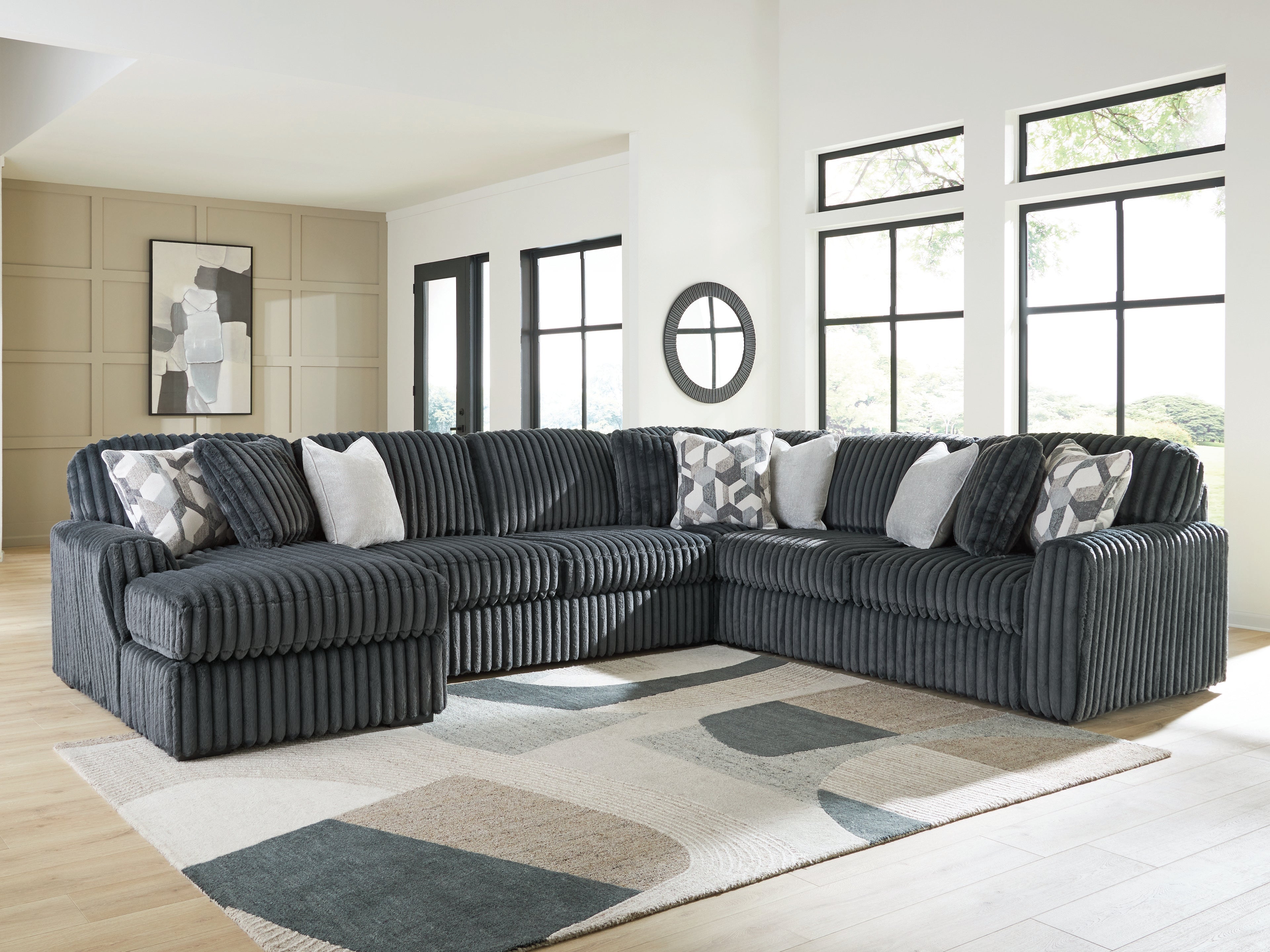 Orleans Furniture - Ashley Furniture - Midnight-Madness Sectional - RAF 4-Piece Sectional with Chaise / Gunmetal - 98105S1