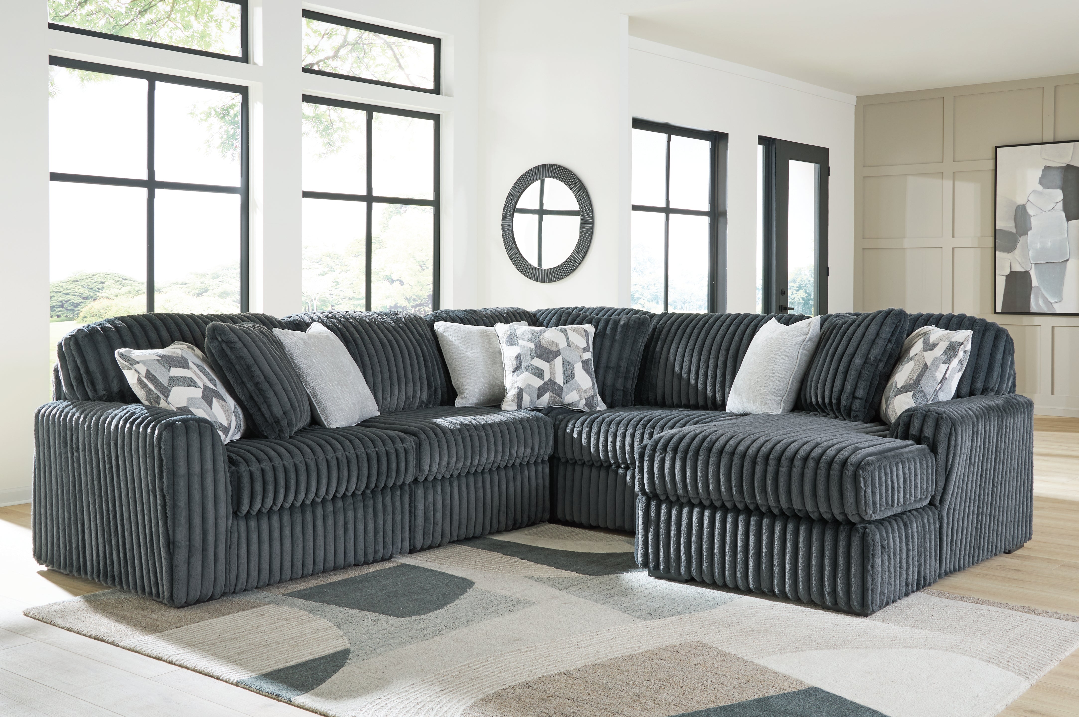 Orleans Furniture - Ashley Furniture - Midnight-Madness Sectional - RAF 5-Piece Sectional with Chaise / Gunmetal - 98105S23
