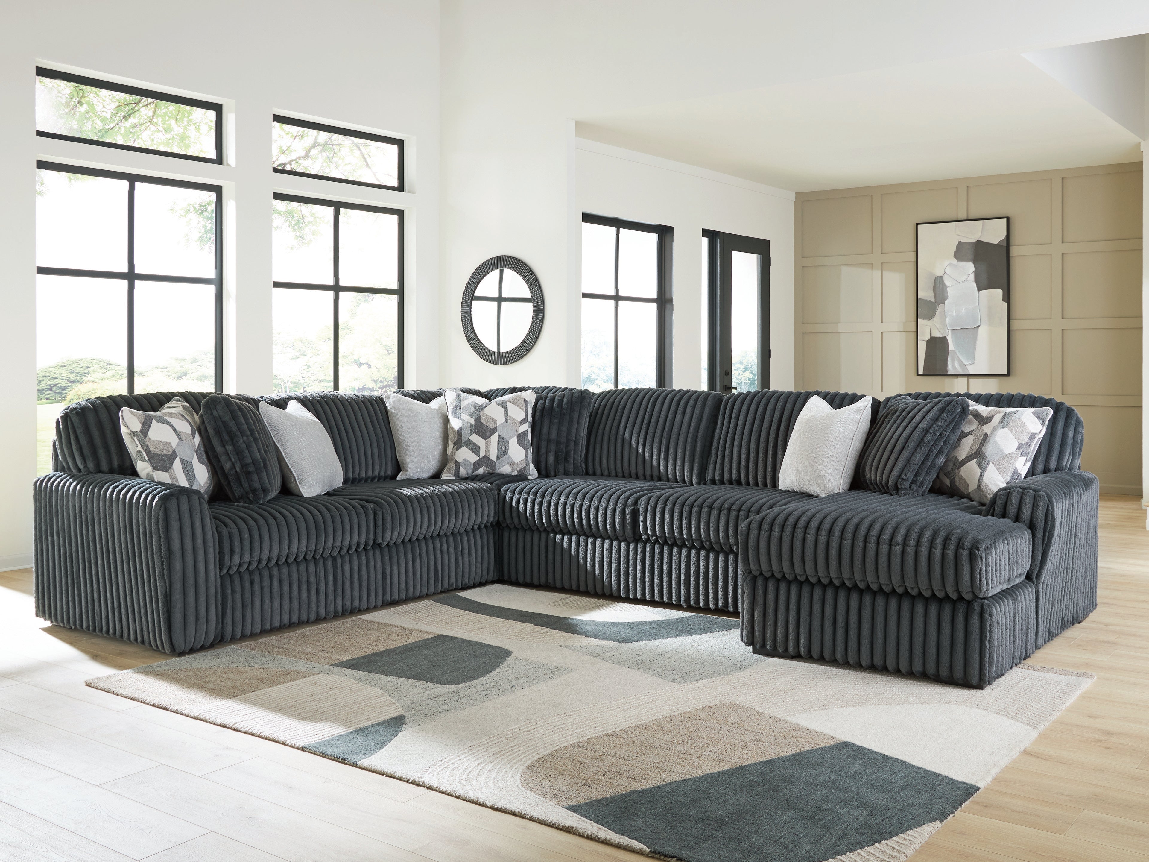 Orleans Furniture - Ashley Furniture - Midnight-Madness Sectional - LAF 4-Piece Sectional with Chaise / Gunmetal - 98105S2