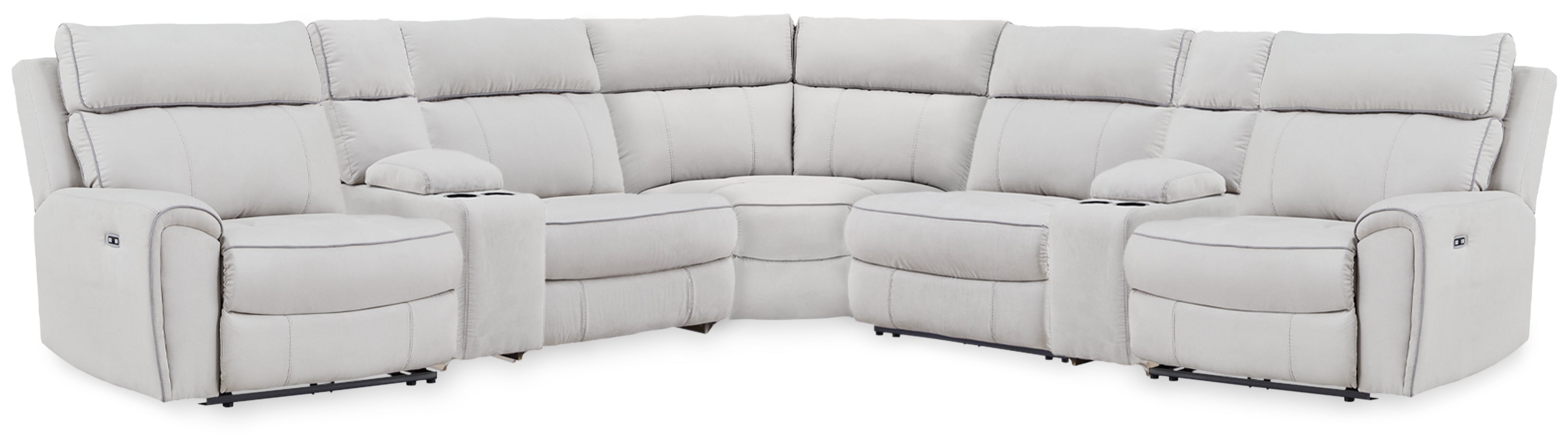 Orleans Furniture - Ashley Furniture - Social Pointe Sectional - 7-Piece Reclining Sectional with Storage Consoles / Pearl/Ash - PC98802S34